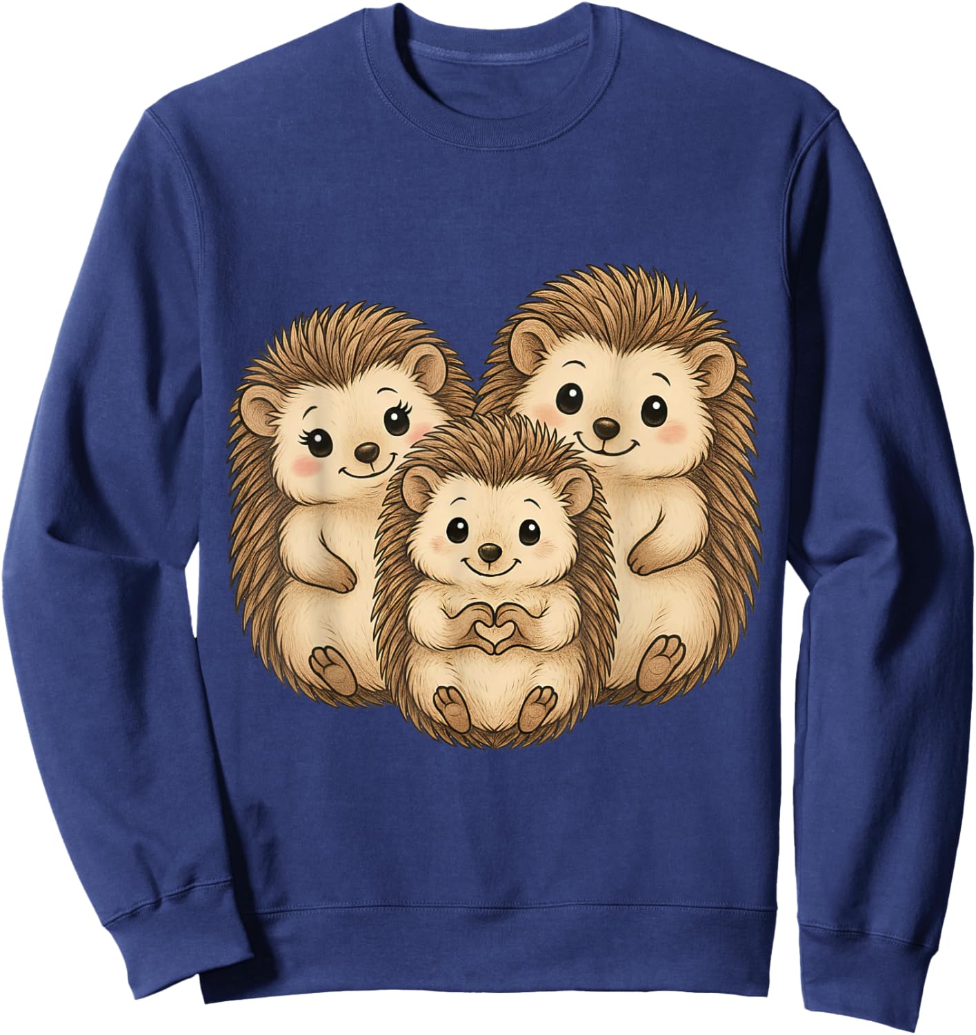 Igel mit Herz und Familie | Süßer Igel mit Mama & Papa Sweatshirt - Sweatshirt | Navy