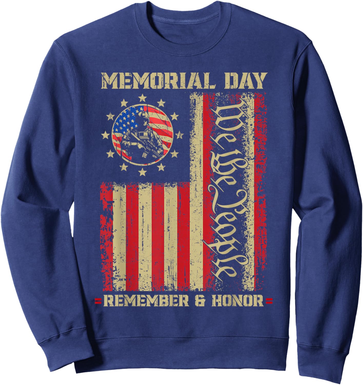 Memorial Day Remember Honor Patriotic USA Flag Men Women Kid Sweatshirt - Sweatshirt | Navy