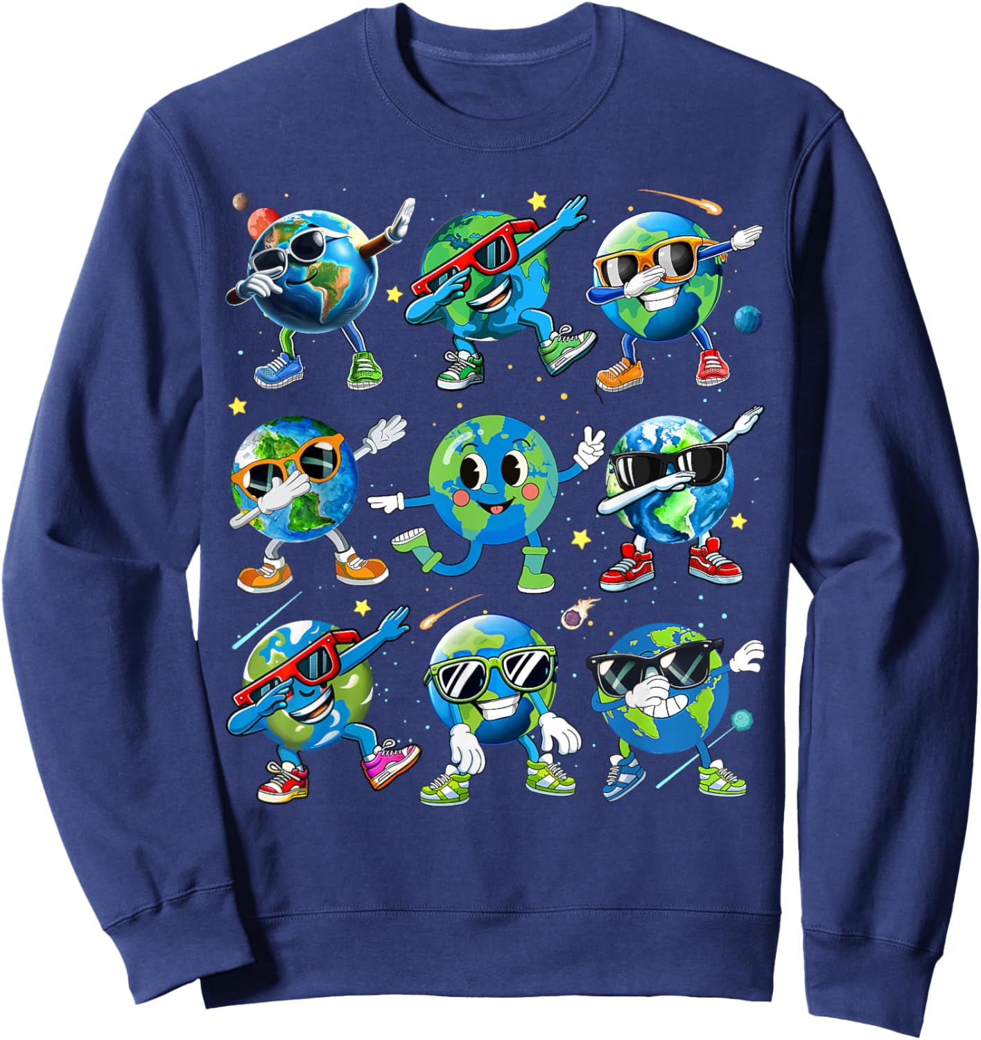 Dabbing Earth Funny Earth Day 2025 Boys Girls Kids Toddlers Sweatshirt - Sweatshirt | Navy