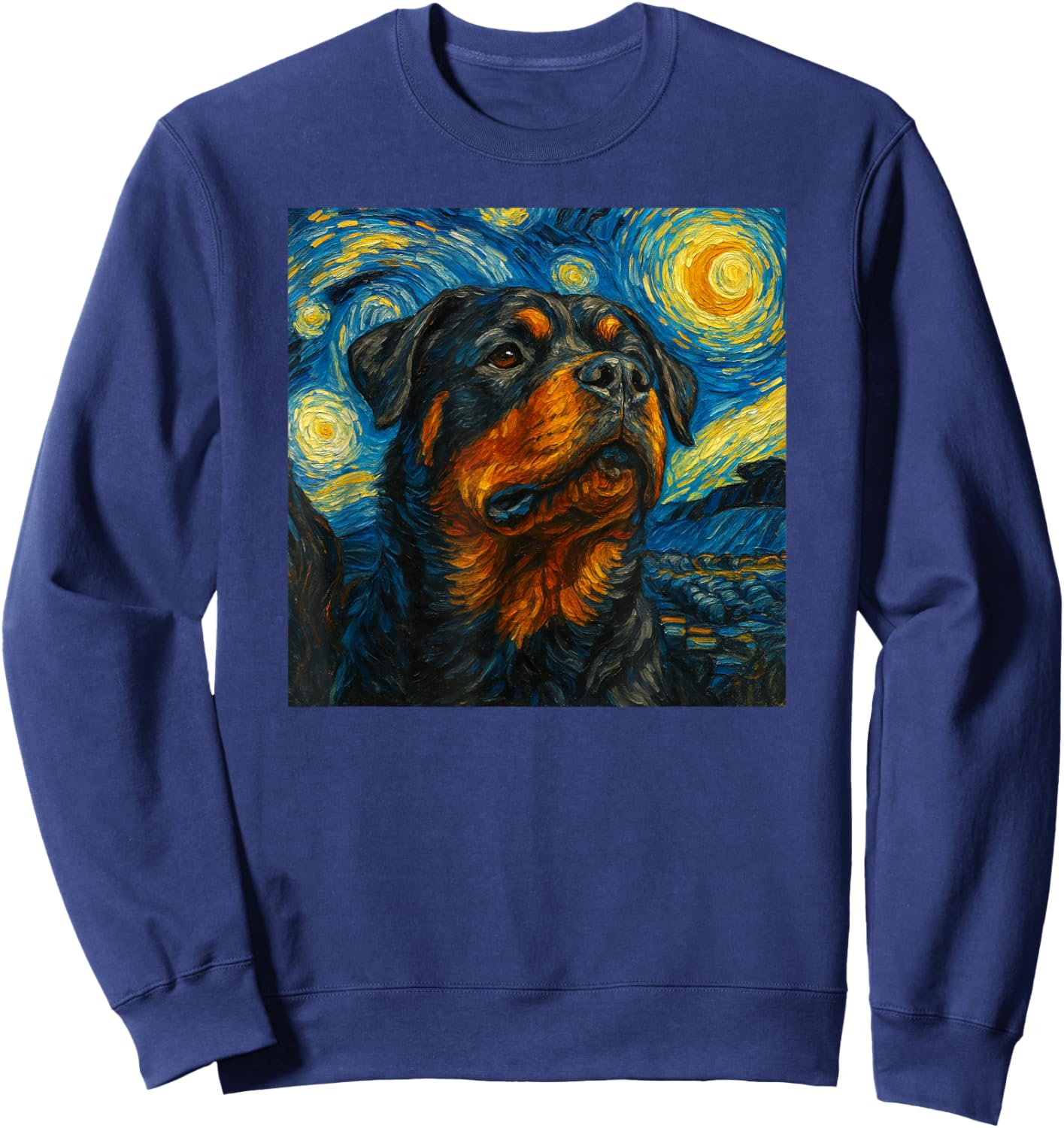 Cute Dog Owner Rottie Van Gogh Style Starry Night Rottweiler Sweatshirt - Sweatshirt | Navy