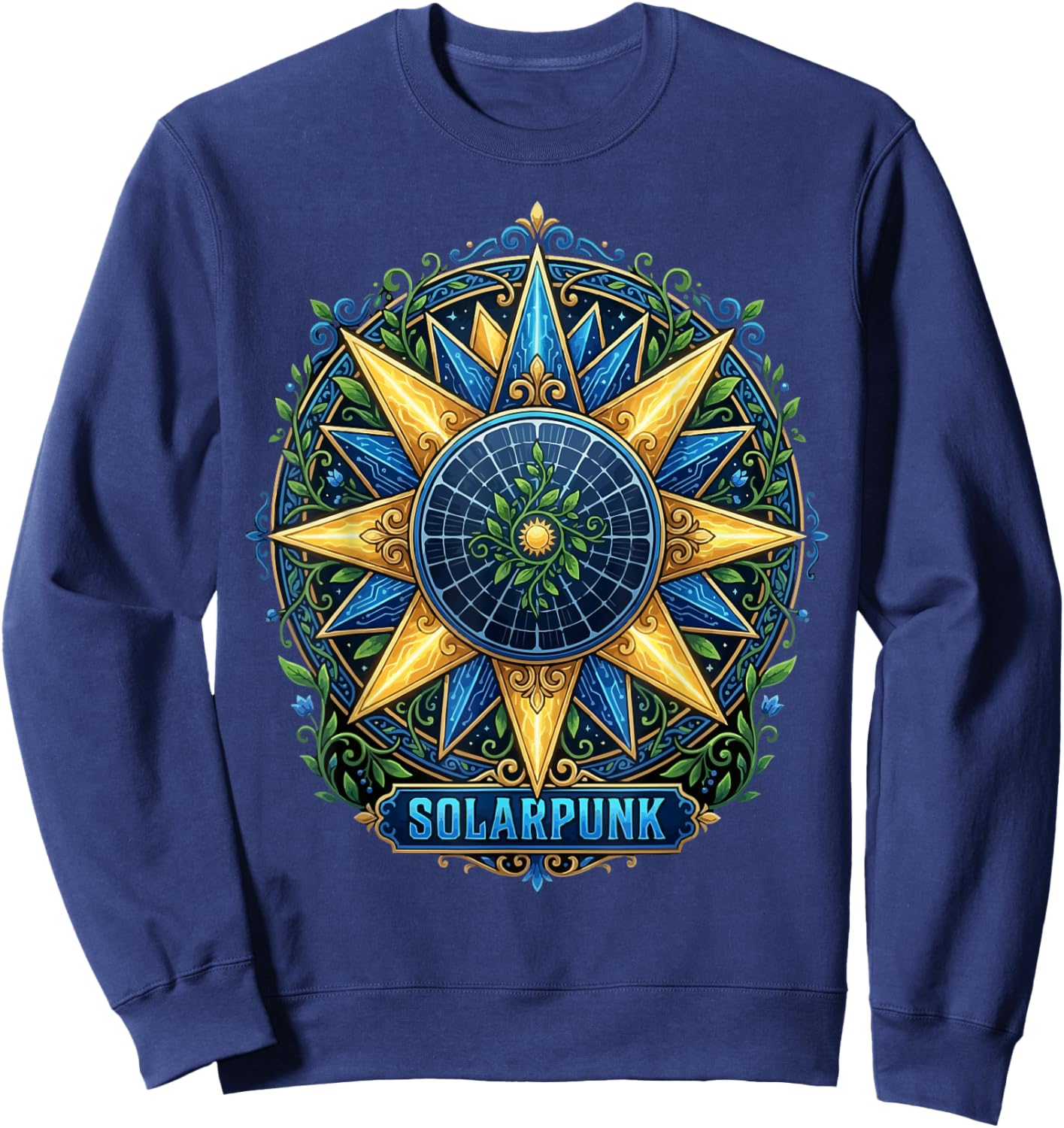 Solar Punk Aesthetic Renewable Energy Urban Nature Sweatshirt - Sweatshirt | Navy