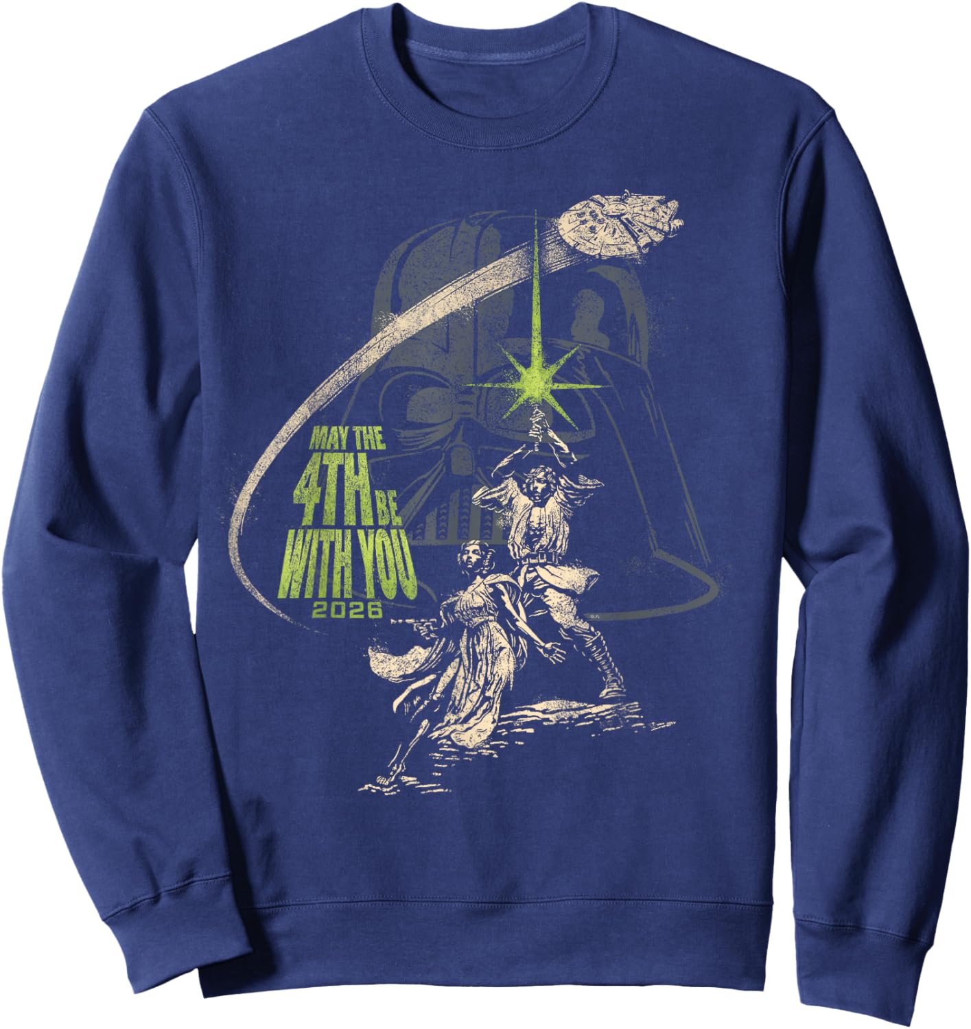 Star Wars May The 4th Be with You 2026 Vintage Distressed Sweatshirt - Sweatshirt | Navy