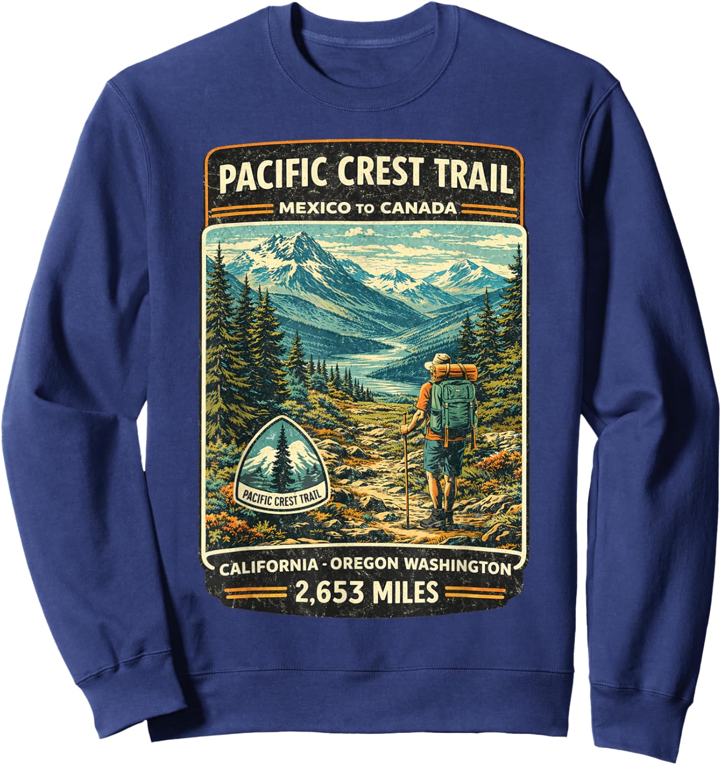 Pacific Crest Trail PCT Pacific Crest Trail Mexico to Canada Sweatshirt - Sweatshirt | Navy