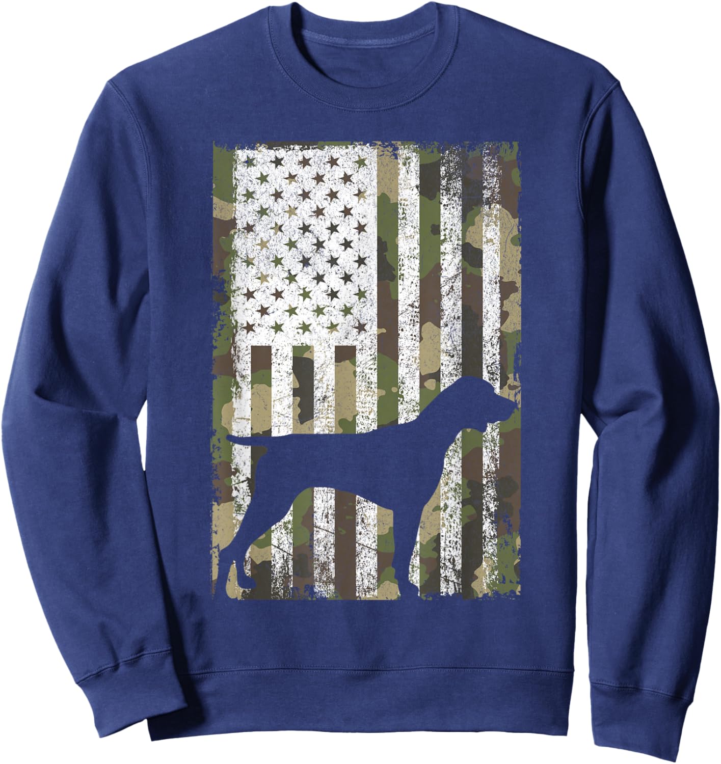 German Shorthaired Pointer Camouflage American Flag GSP Dog Sweatshirt - Sweatshirt | Navy