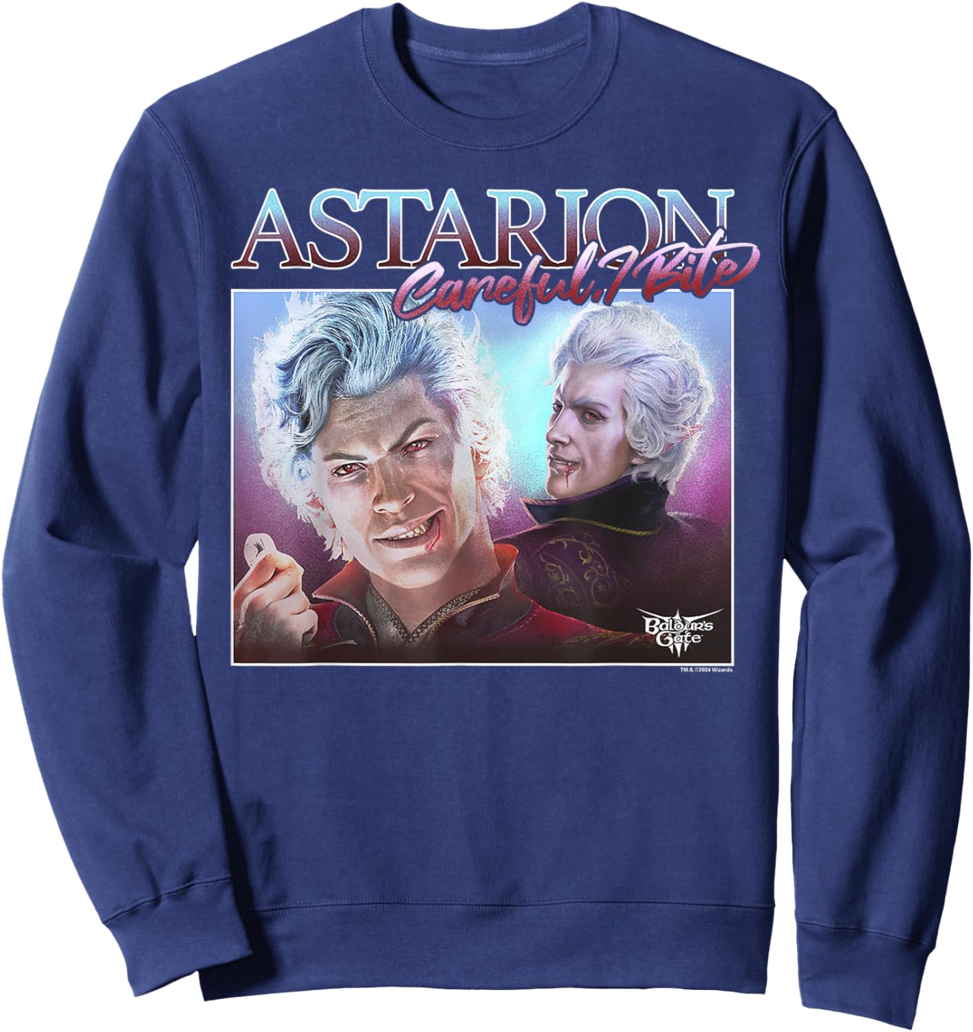 Dungeons & Dragons Careful I Bite Astarion Portrait Sweatshirt - Sweatshirt | Navy