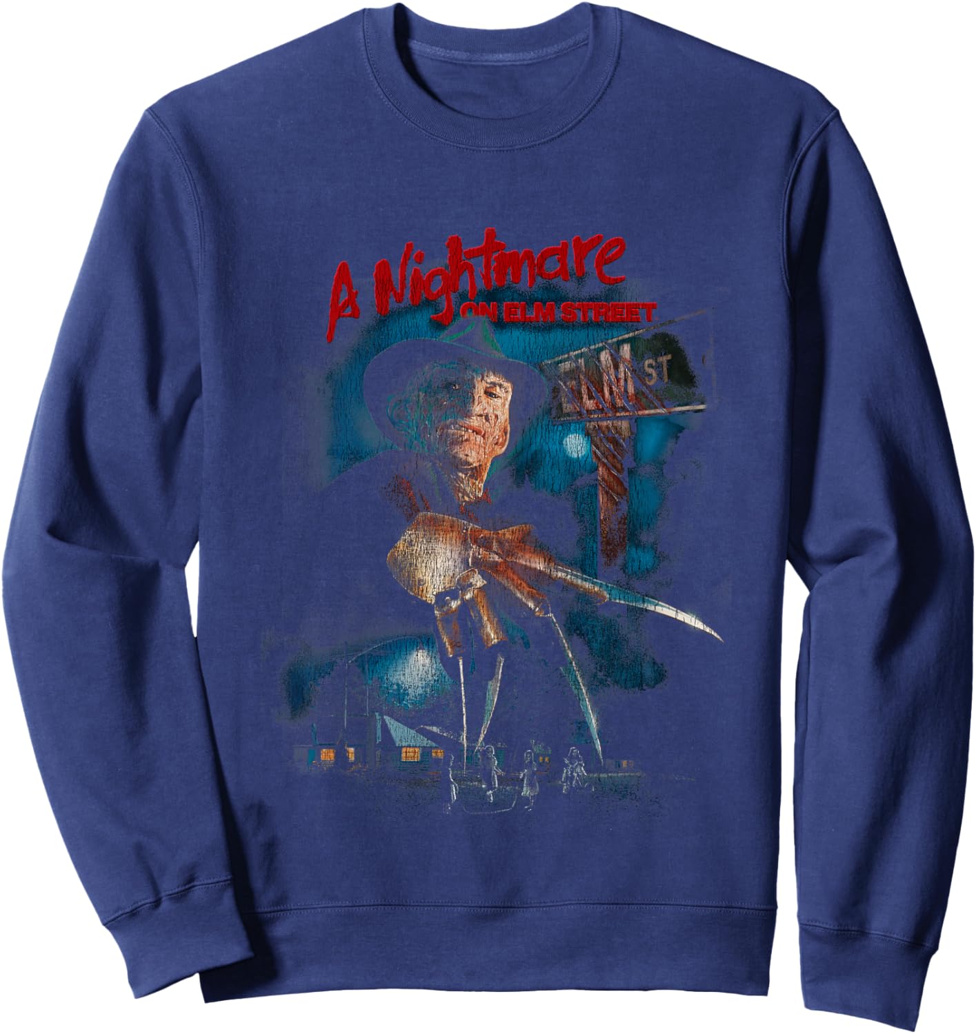 Kids A Nightmare On Elm Street Freddy Poster Fade Sweatshirt - Sweatshirt | Navy