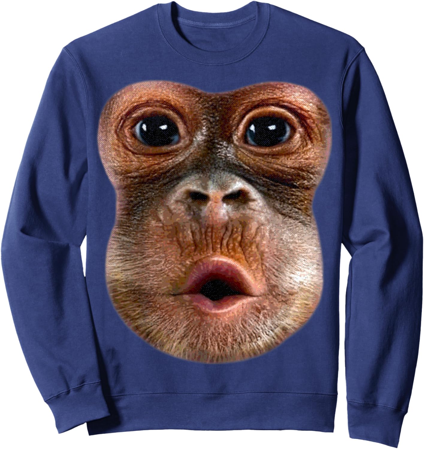 Monkey Stomach Blow Face Funny Meme Halloween Costume Sweatshirt - Sweatshirt | Navy