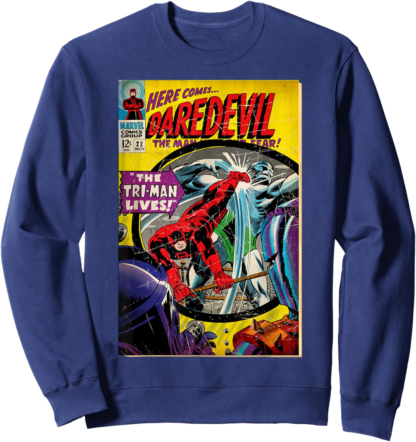Marvel Daredevil The Man Without Fear Classic Comic Cover Sweatshirt - Sweatshirt | Navy
