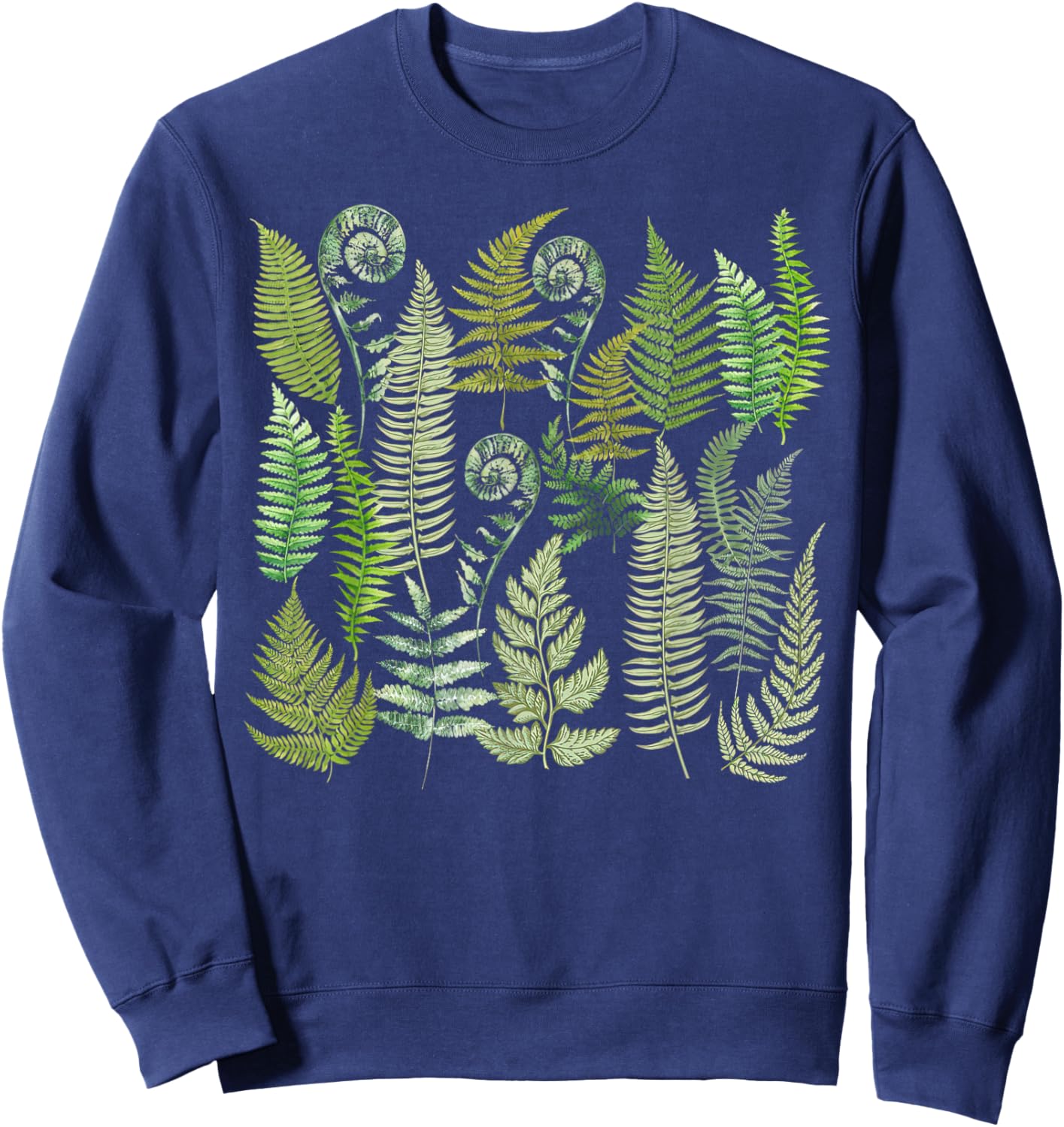 Hawaiian Botanical Fern Leaf Green Plants Botany Ethnobotany Sweatshirt - Sweatshirt | Navy