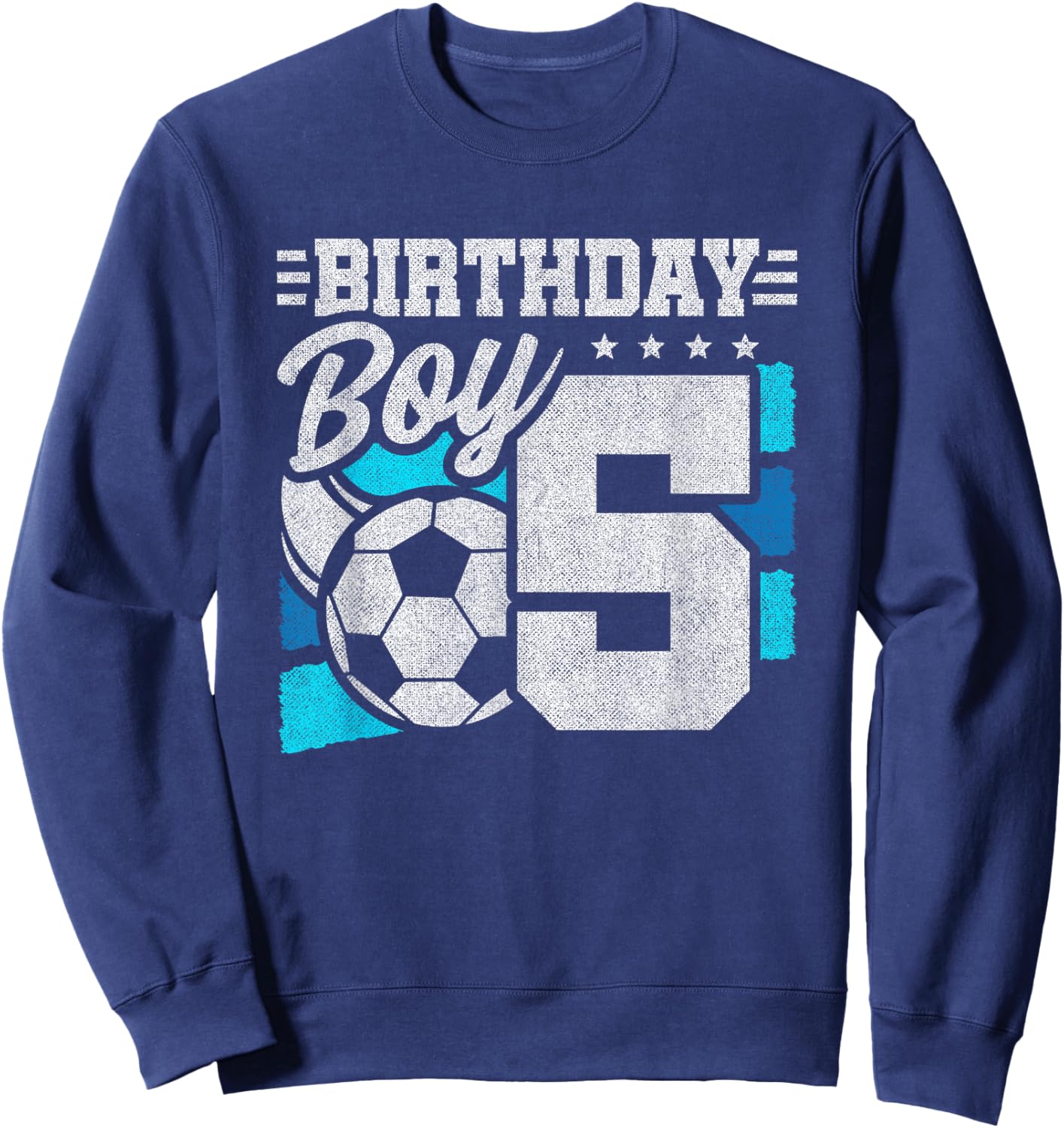Boys 5th Birthday - Soccer Party 5 Year Old Boy Birthday Sweatshirt - Sweatshirt | Navy