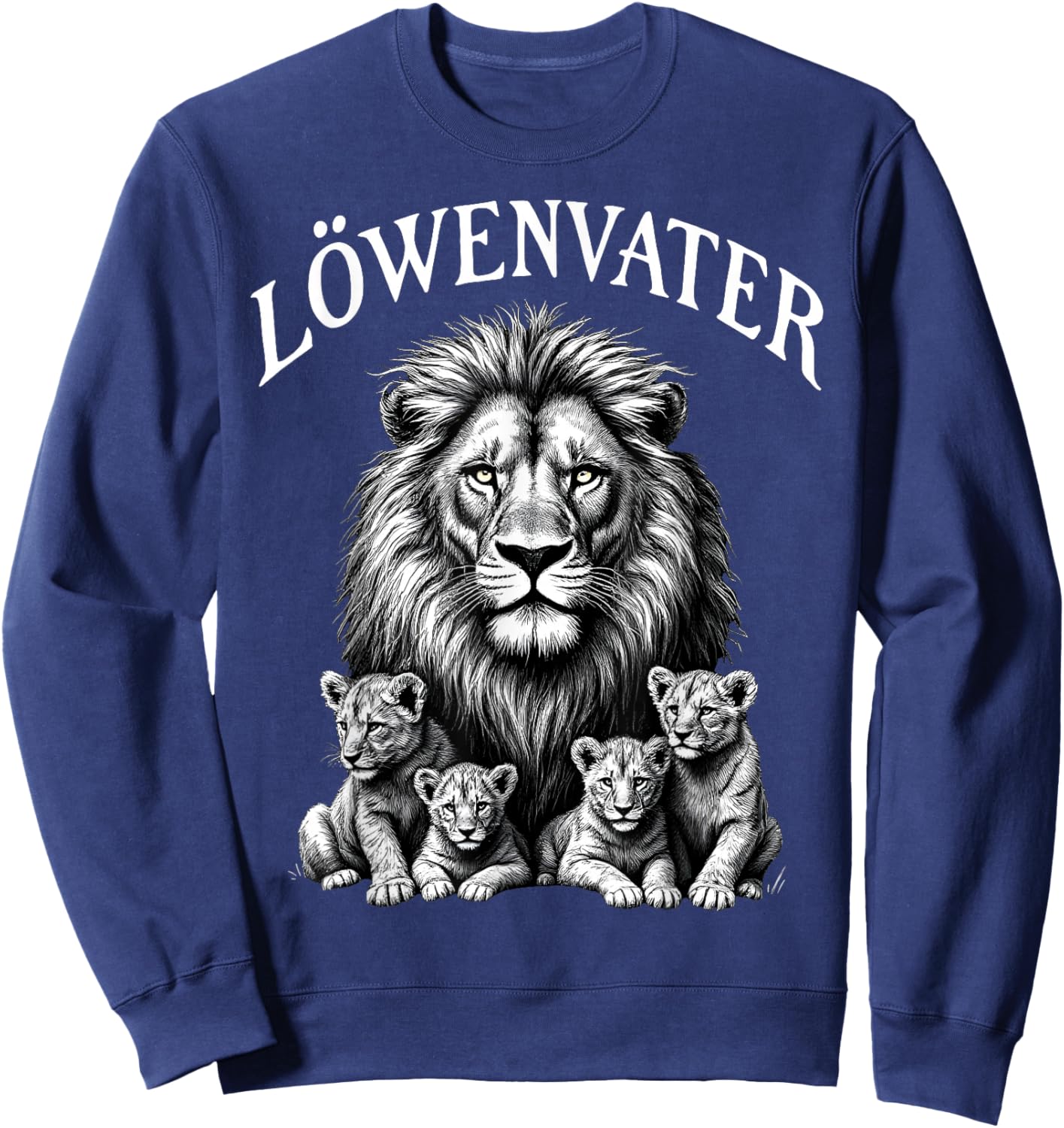 Papa von 4 Kindern Vierfacher Löwen Papa Löwe Löwenvater Sweatshirt - Sweatshirt | Navy