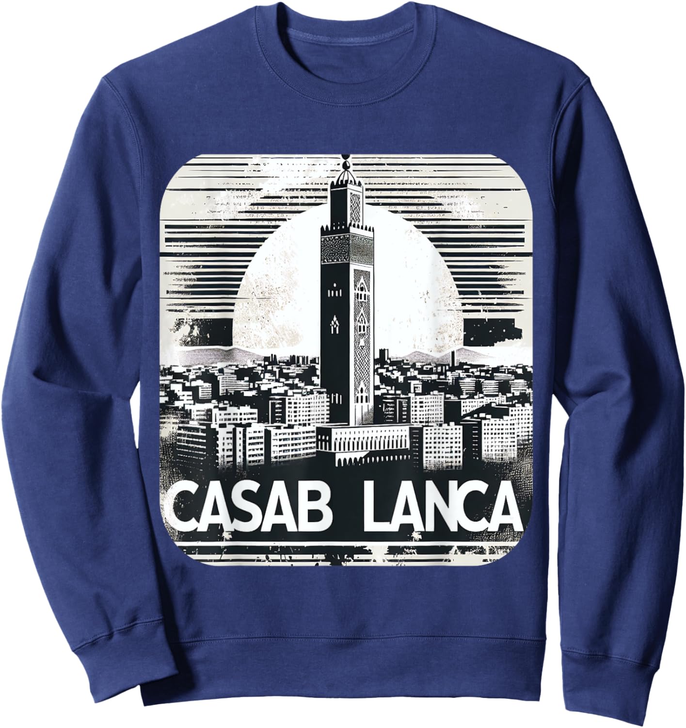 Vintage Casablanca Souvenir Moroccan Costume Morocco Skyline Sweatshirt - Sweatshirt | Navy