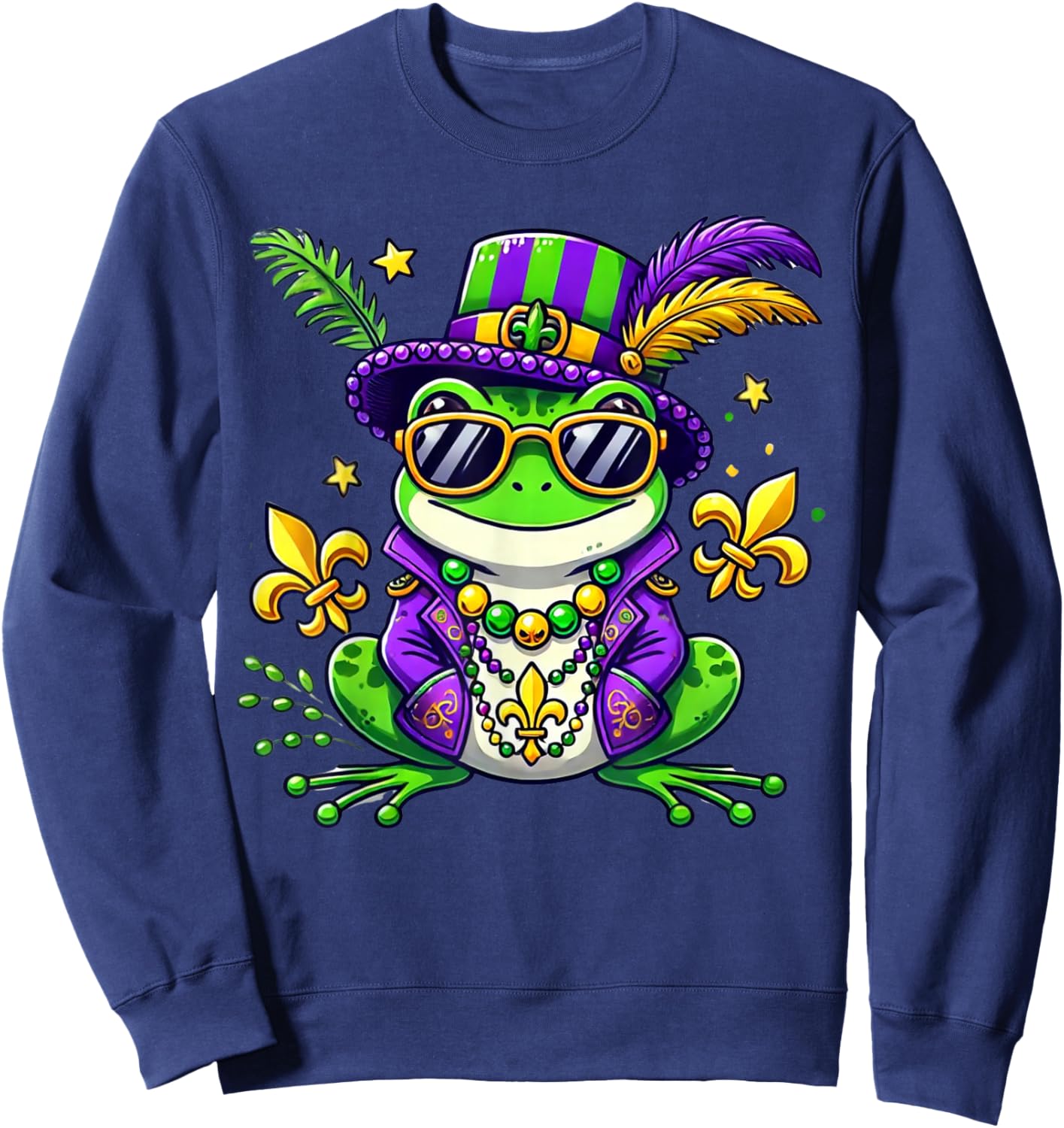 Funny Frog Mardi Gras Costume Men Women Kids Party Sweatshirt - Sweatshirt | Navy