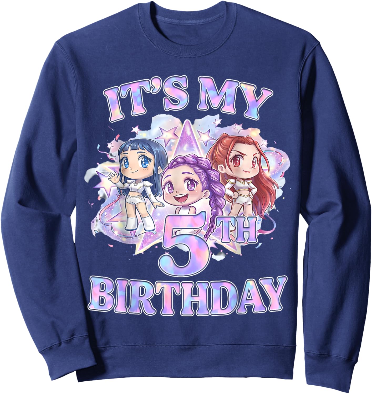 5 Years Old Birthday K pop Kids 5th Bday Girls K-pop Sweatshirt - Sweatshirt | Navy
