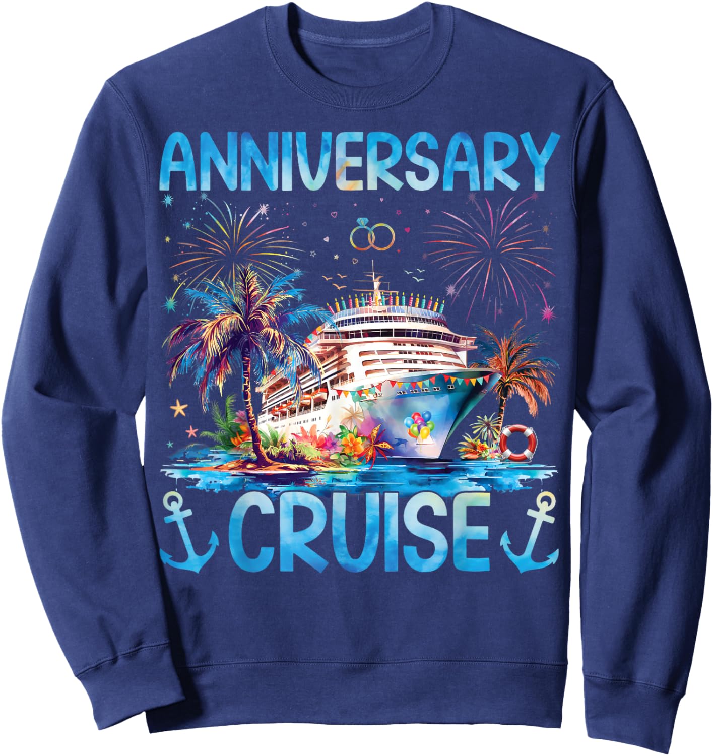 Husband And Wife It's Our Couple Matching Anniversary Cruise Sweatshirt - Sweatshirt | Navy