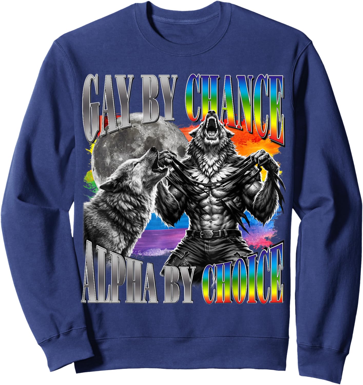 Zufällig Homosexuell Alpha Von Choice Alpha Wolf LGBT-Sigma-Grafik Sweatshirt - Sweatshirt | Navy