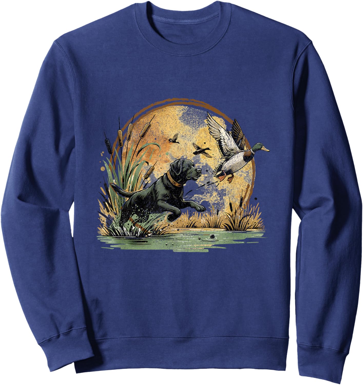 Black Lab Labrador Hunting Ducks Waterfowl Sweatshirt - Sweatshirt | Navy