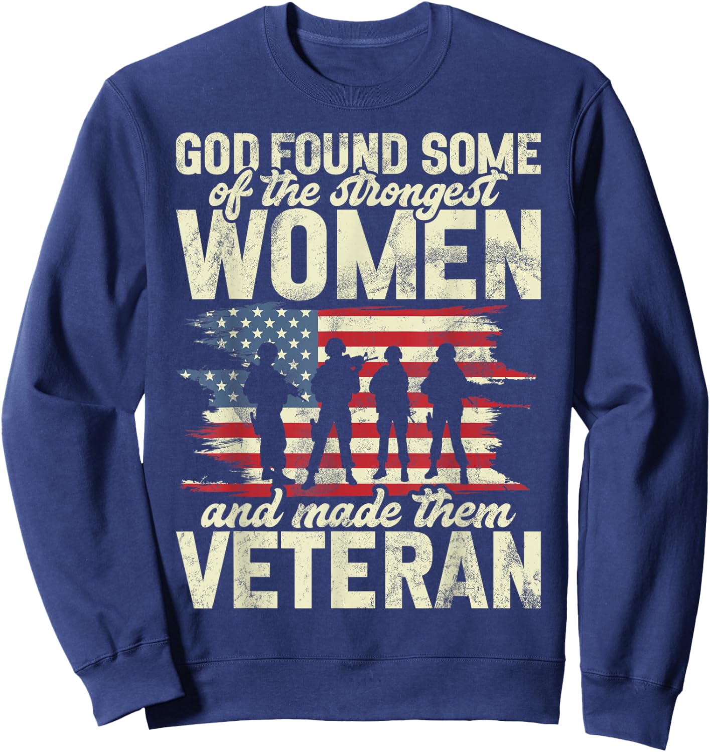 Female Veteran Veteran's Day Women Veteran Soldier Patriotic Sweatshirt - Sweatshirt | Navy