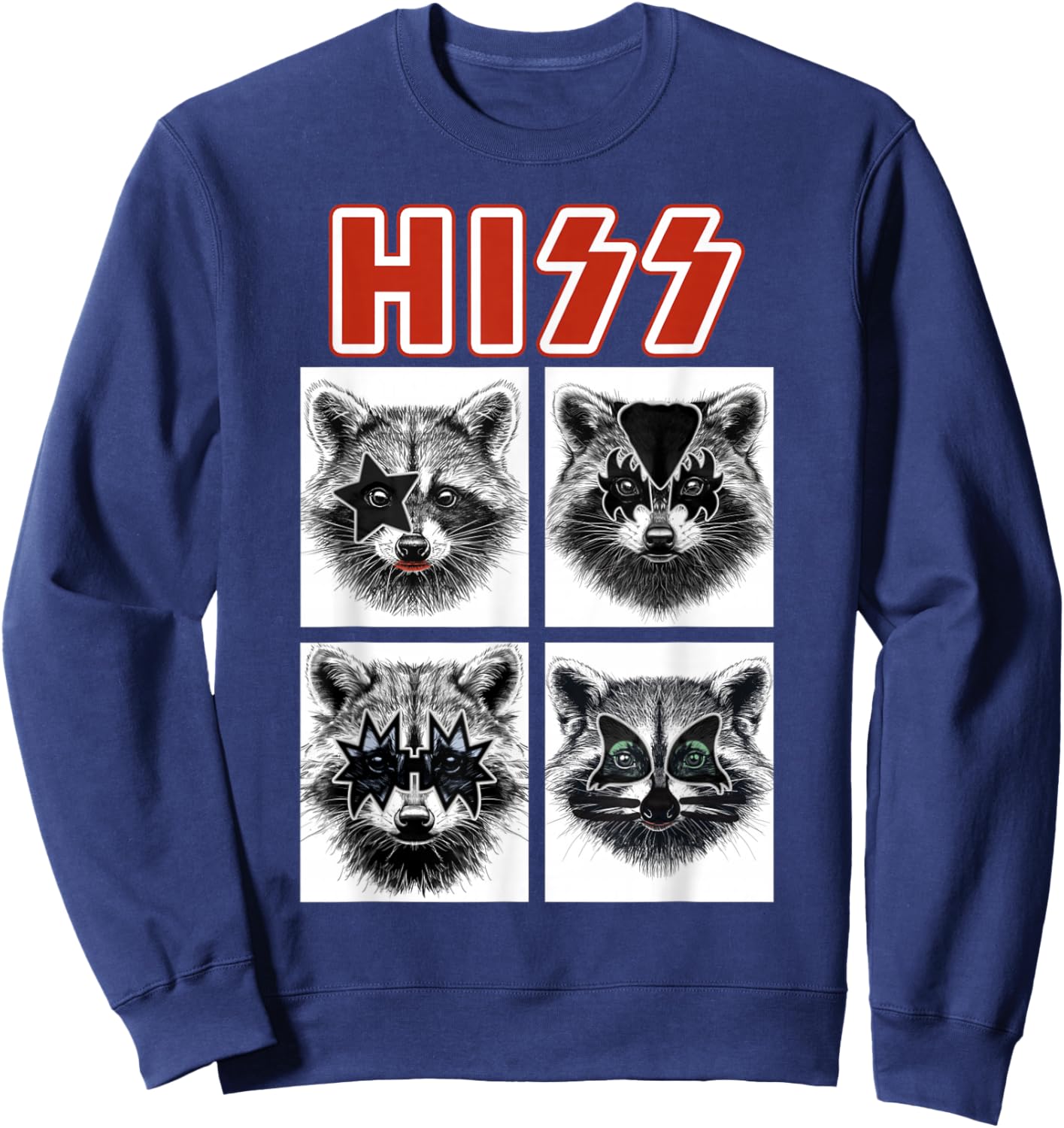 Raccoon Rock Music Band Concert Men Women Kids Funny Raccoon Sweatshirt - Sweatshirt | Navy