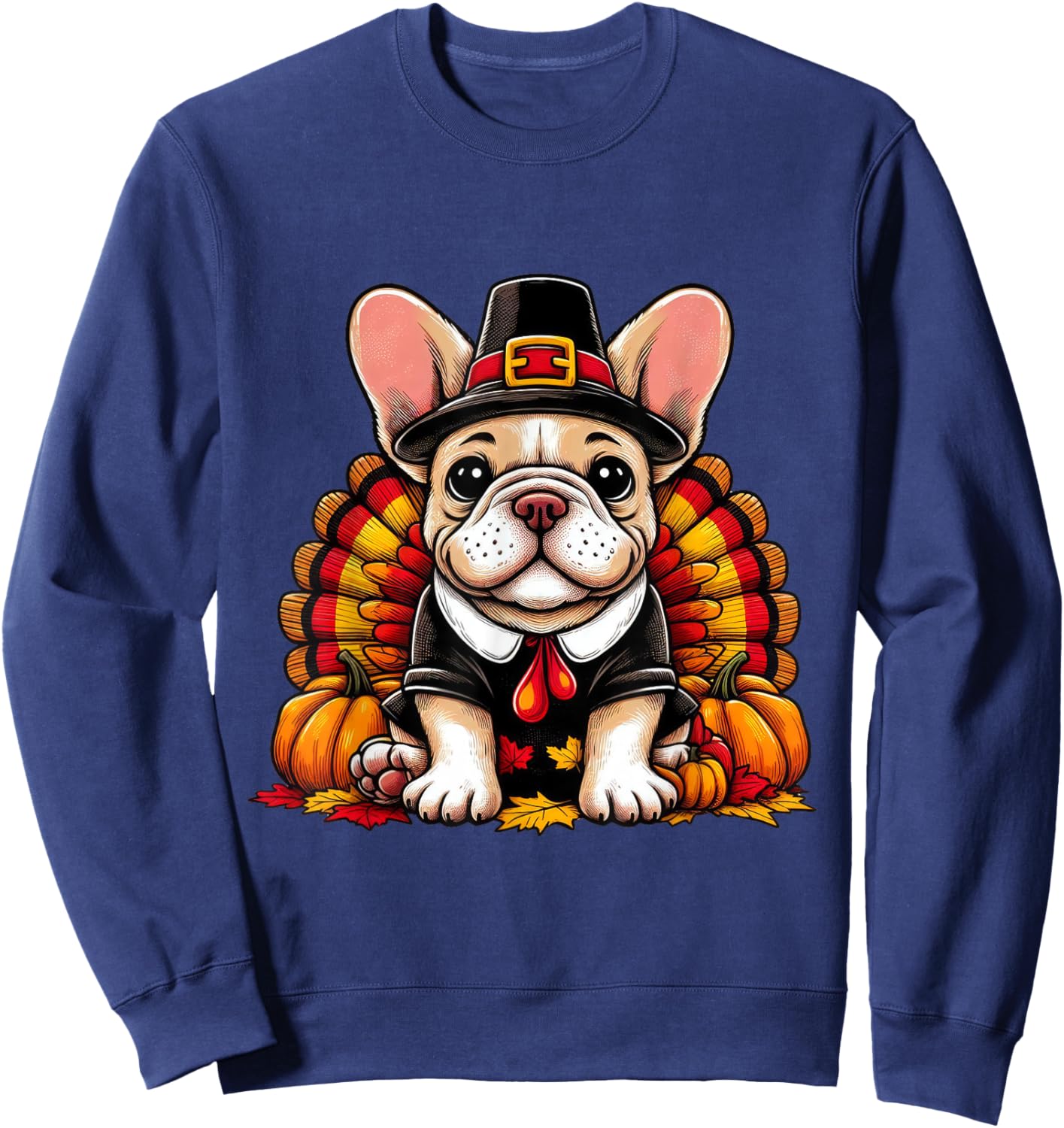 French Bulldog Thanksgiving Costume Dog Frenchie Sweatshirt - Sweatshirt | Navy