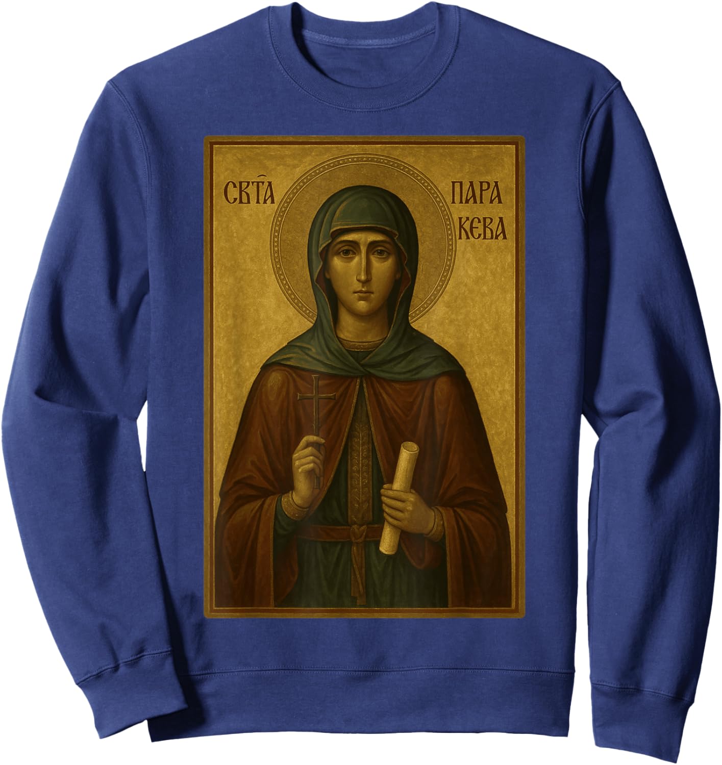 Holy Orthodox Icon of Saint Paraskeva of the Balkans Sweatshirt - Sweatshirt | Navy