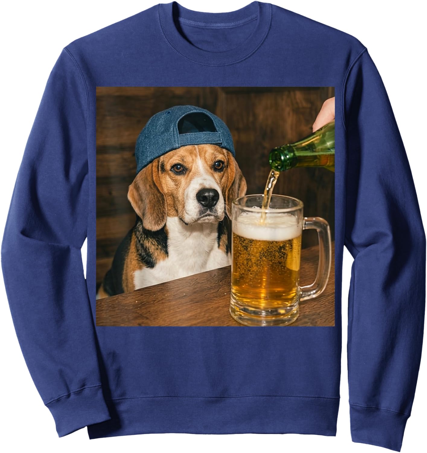 Beagle Drinking Beer Funny Dog Meme Sweatshirt - Sweatshirt | Navy
