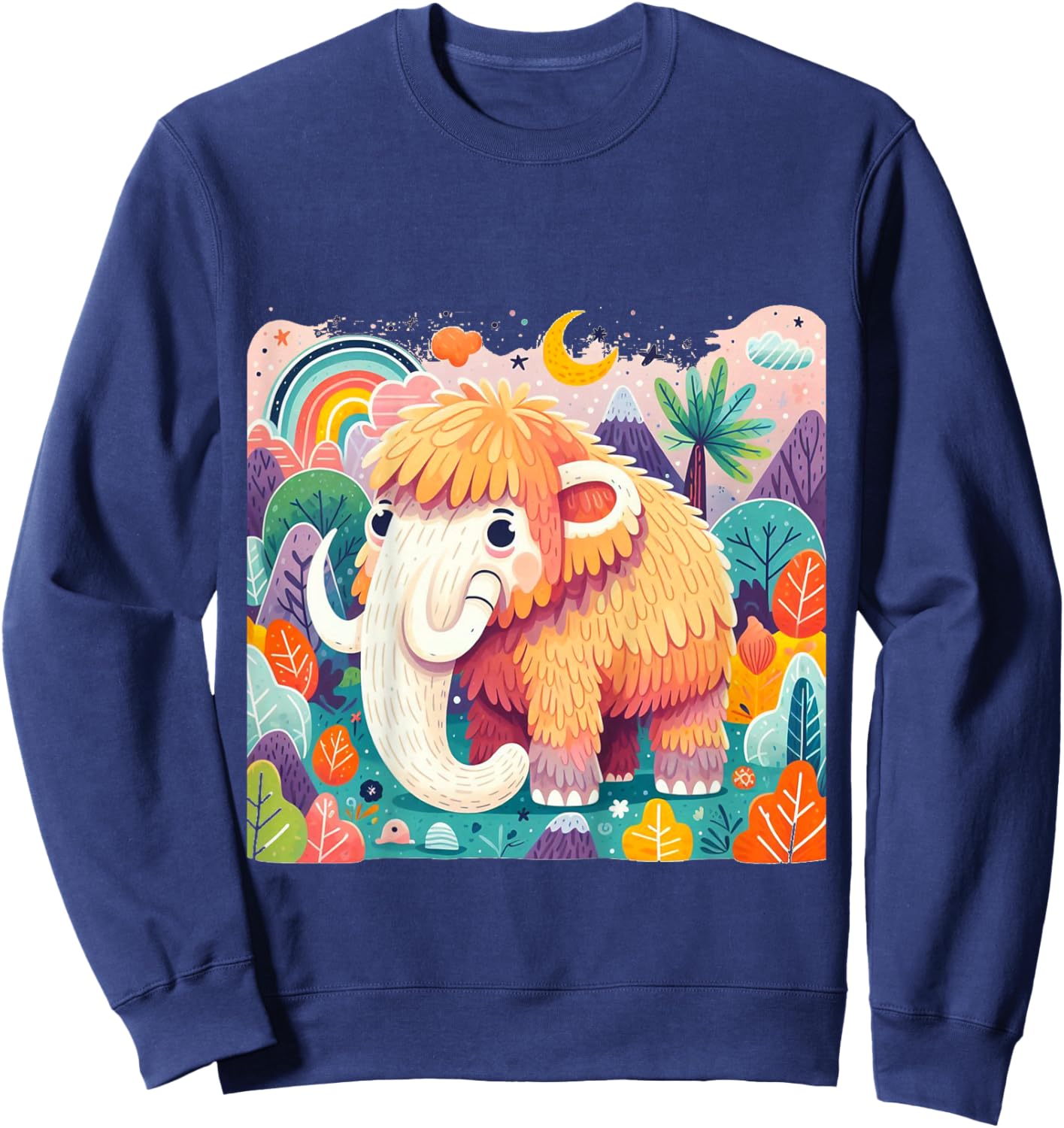 Kids Funny Wooly Mammoth Cute Woolly Mammoth Woolly Awesome Girls Sweatshirt - Sweatshirt | Navy