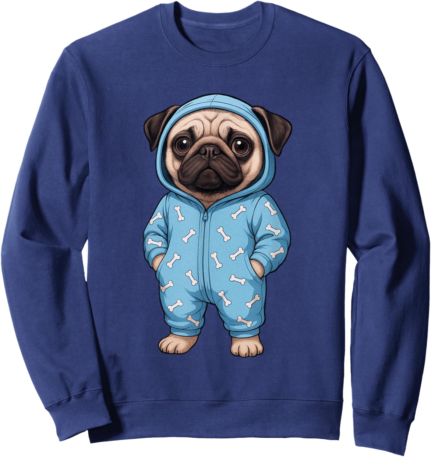 Dog Pug Sleepy Pug Lover Women Men Kids Sweatshirt - Sweatshirt | Navy