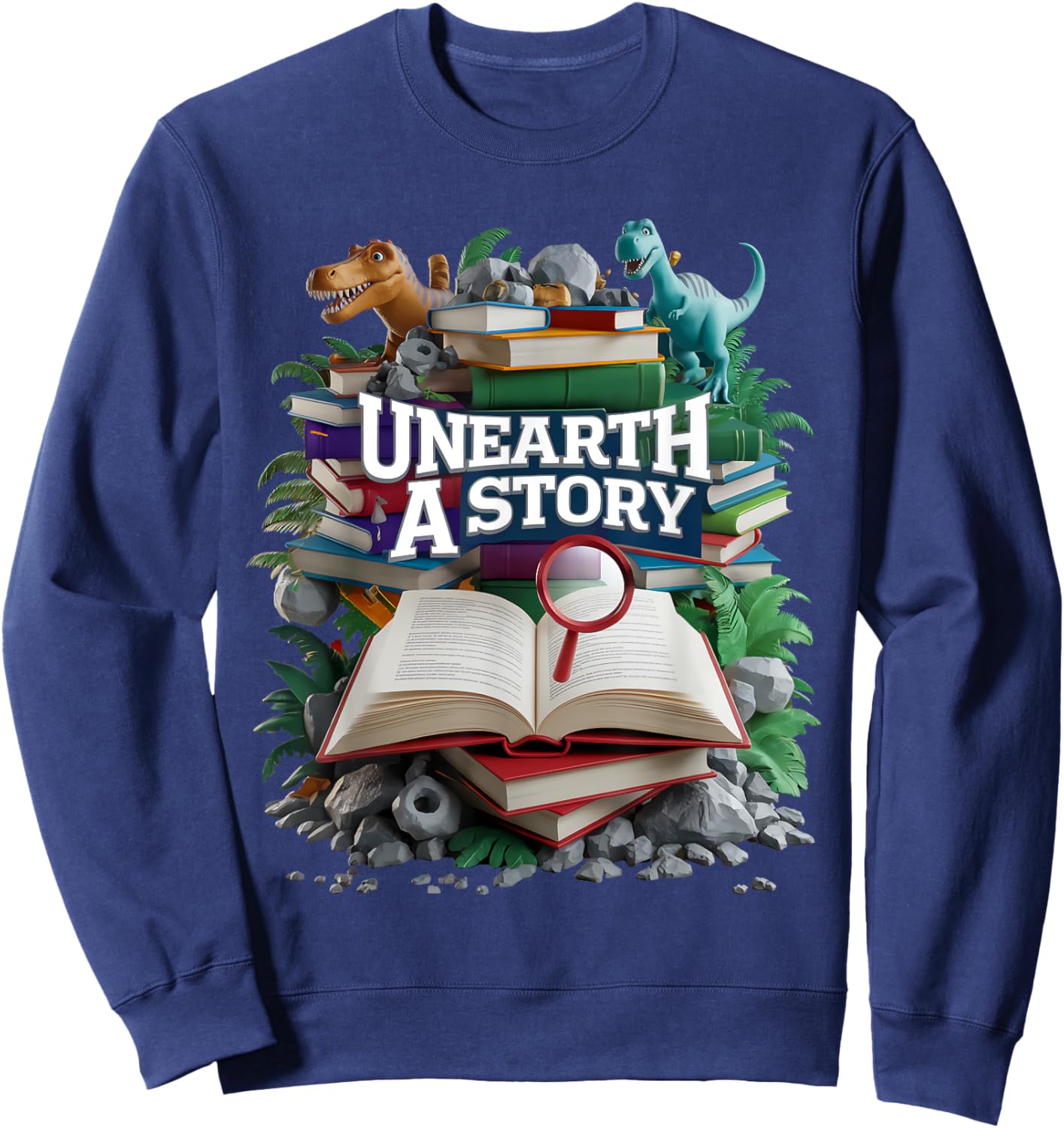 Unearth a Story (library reading) Sweatshirt - Sweatshirt | Navy