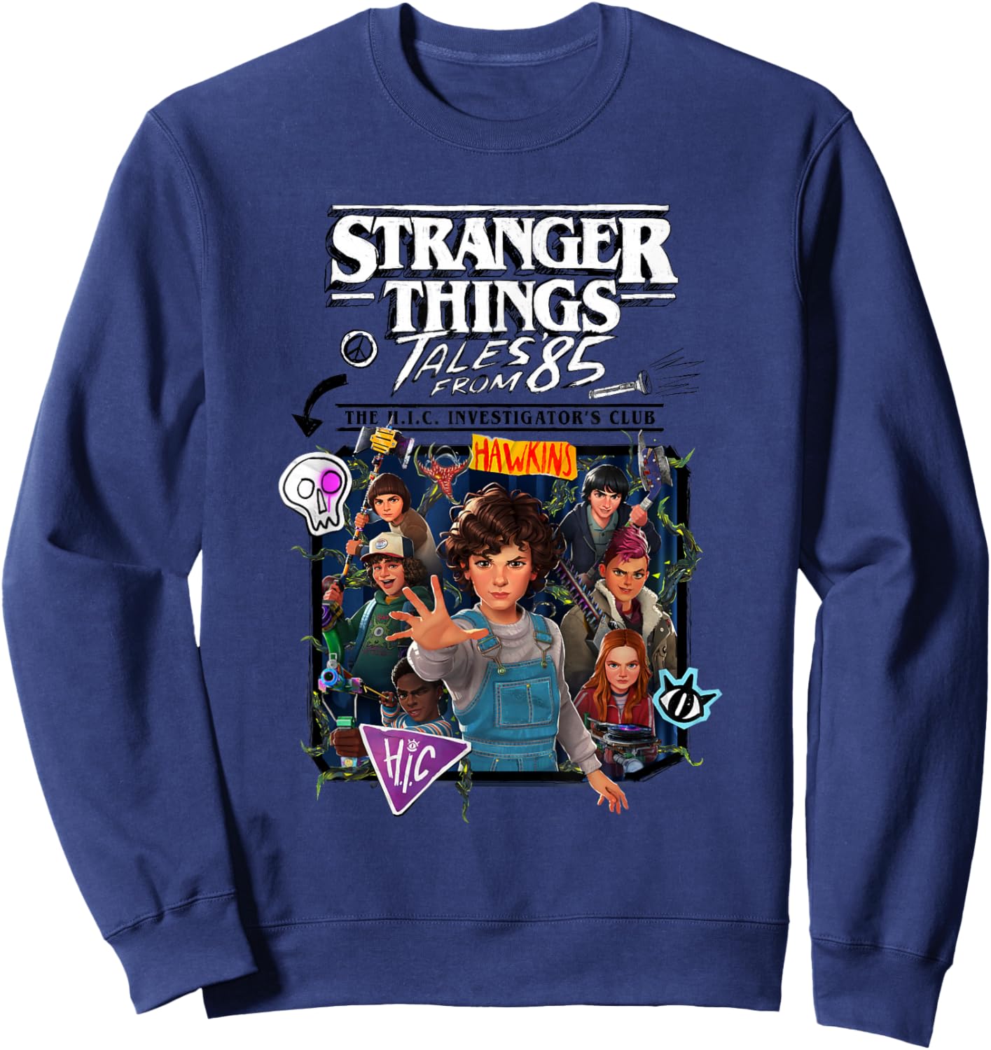 Stranger Things Tales from '85 H.I.C. Investigator's Club Sweatshirt - Sweatshirt | Navy