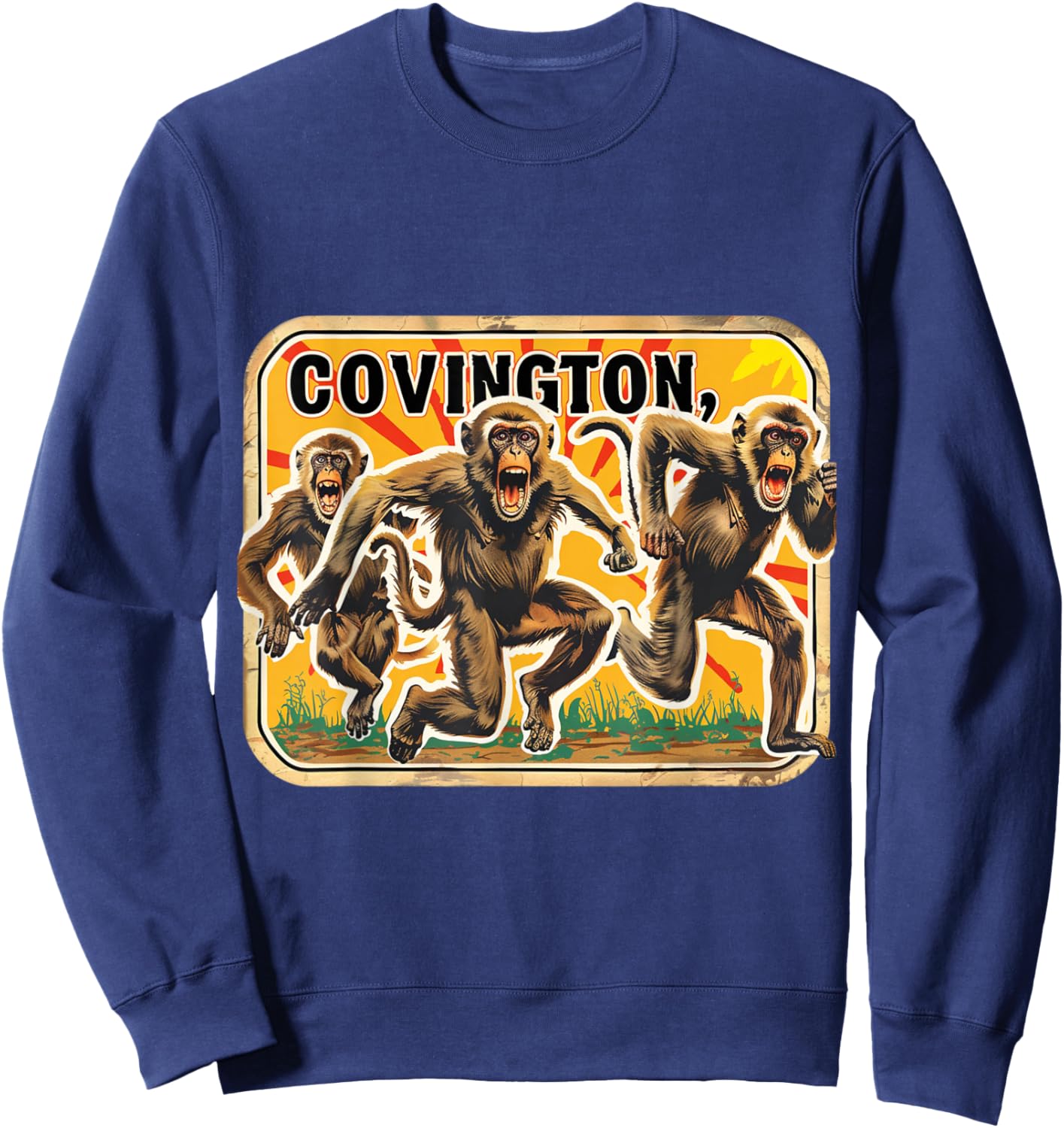 Covington Louisiana Primate Escape Rhesus Macaques Monkeys Sweatshirt - Sweatshirt | Navy