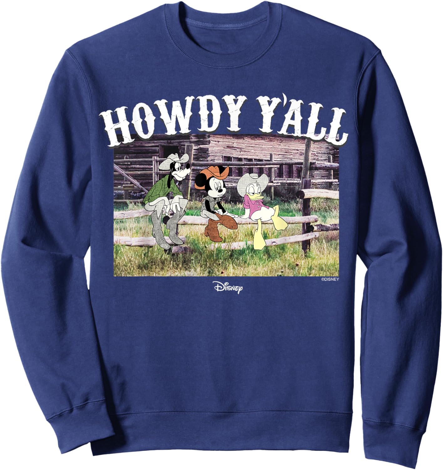 Disney Mickey and Friends Goofy Daisy Howdy Y'all Western Sweatshirt - Sweatshirt | Navy