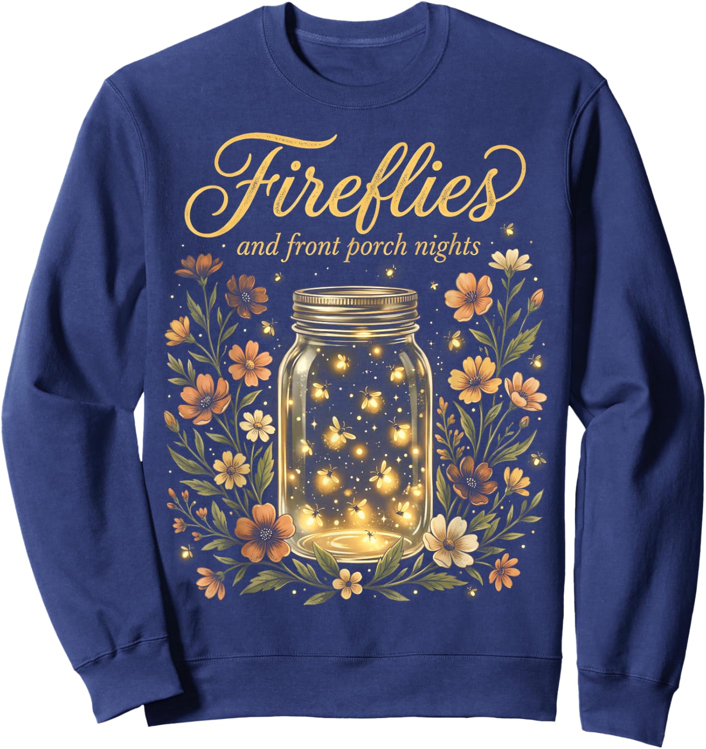 Fireflies in Mason Jar Front Porch Nights Sweatshirt - Sweatshirt | Navy