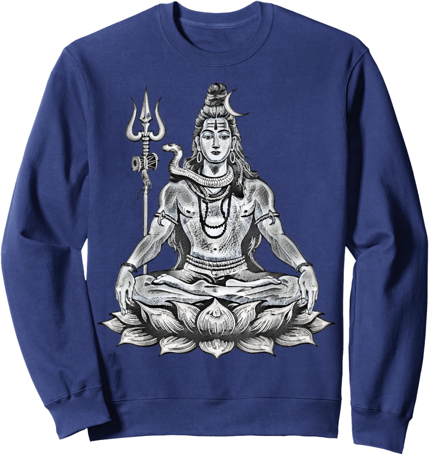 Lord Shiva On Lotus Perfect For Hindu Devotees Men Women Sweatshirt - Sweatshirt | Navy