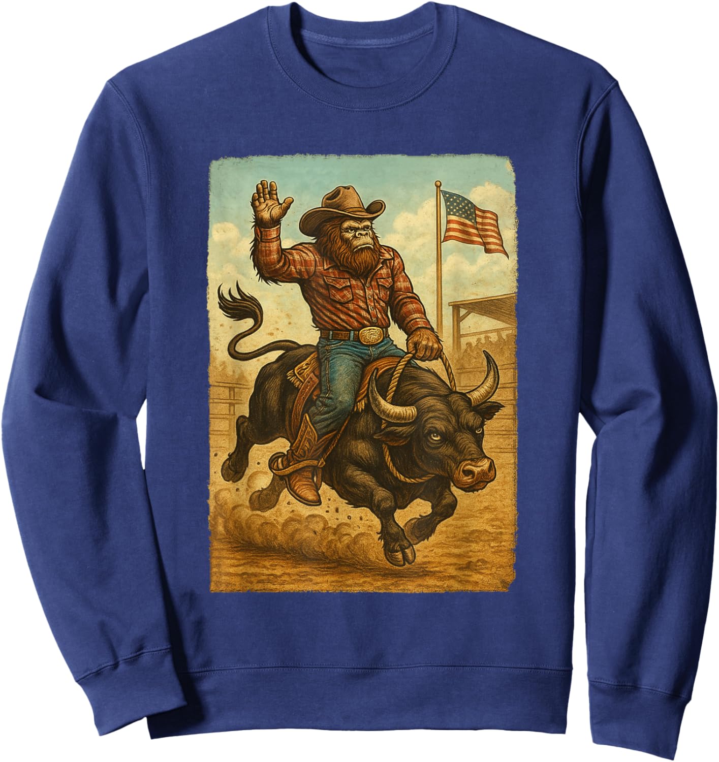 Rodeo Design Boys Western Cowboy Men Distressed Sweatshirt - Sweatshirt | Navy