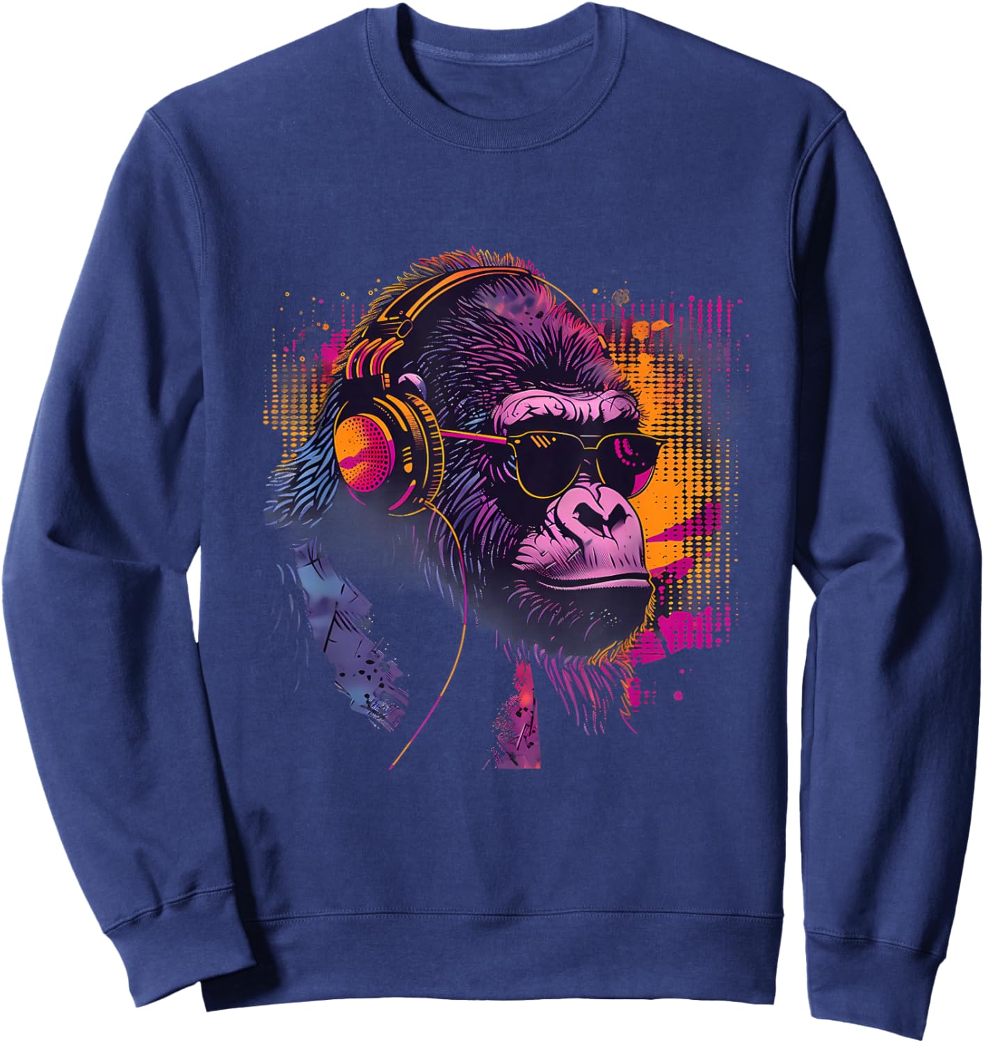 Gorilla Music DJ EDM Beatmaker Music Headphones Techno Sweatshirt - Sweatshirt | Navy
