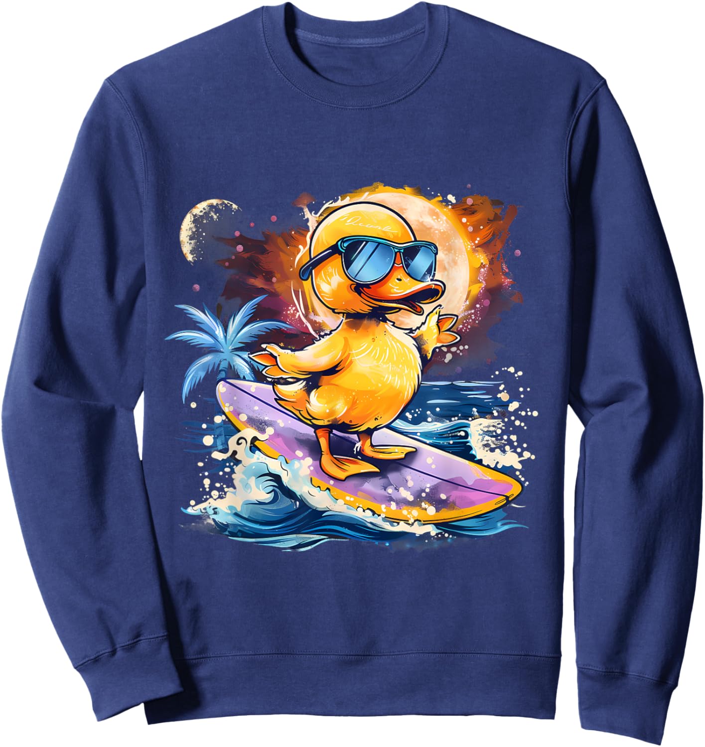 Rubber Duck Surfing Summer Beach Rubber Duckie Surfer Sweatshirt - Sweatshirt | Navy