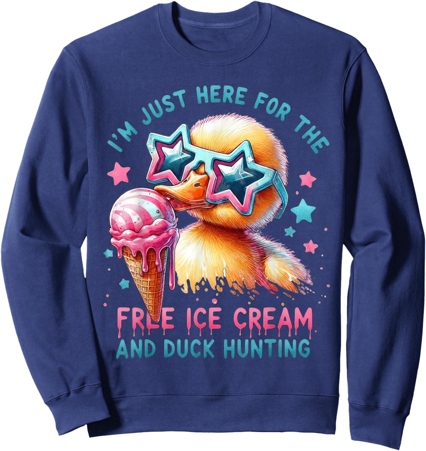 Funny Cruise Duck Ice Cream Humor Vacation Sweatshirt - Sweatshirt | Navy