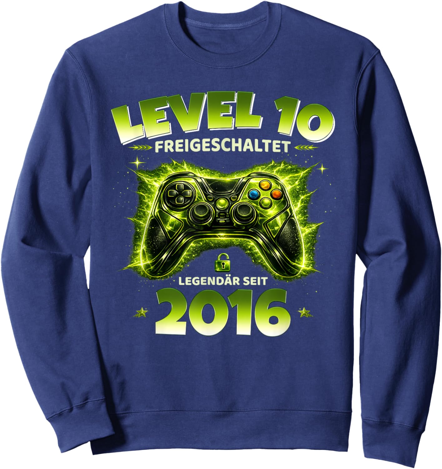 10. Geburtstag Junge Geschenk Level 10 freigeschaltet 2016 Sweatshirt - Sweatshirt | Navy