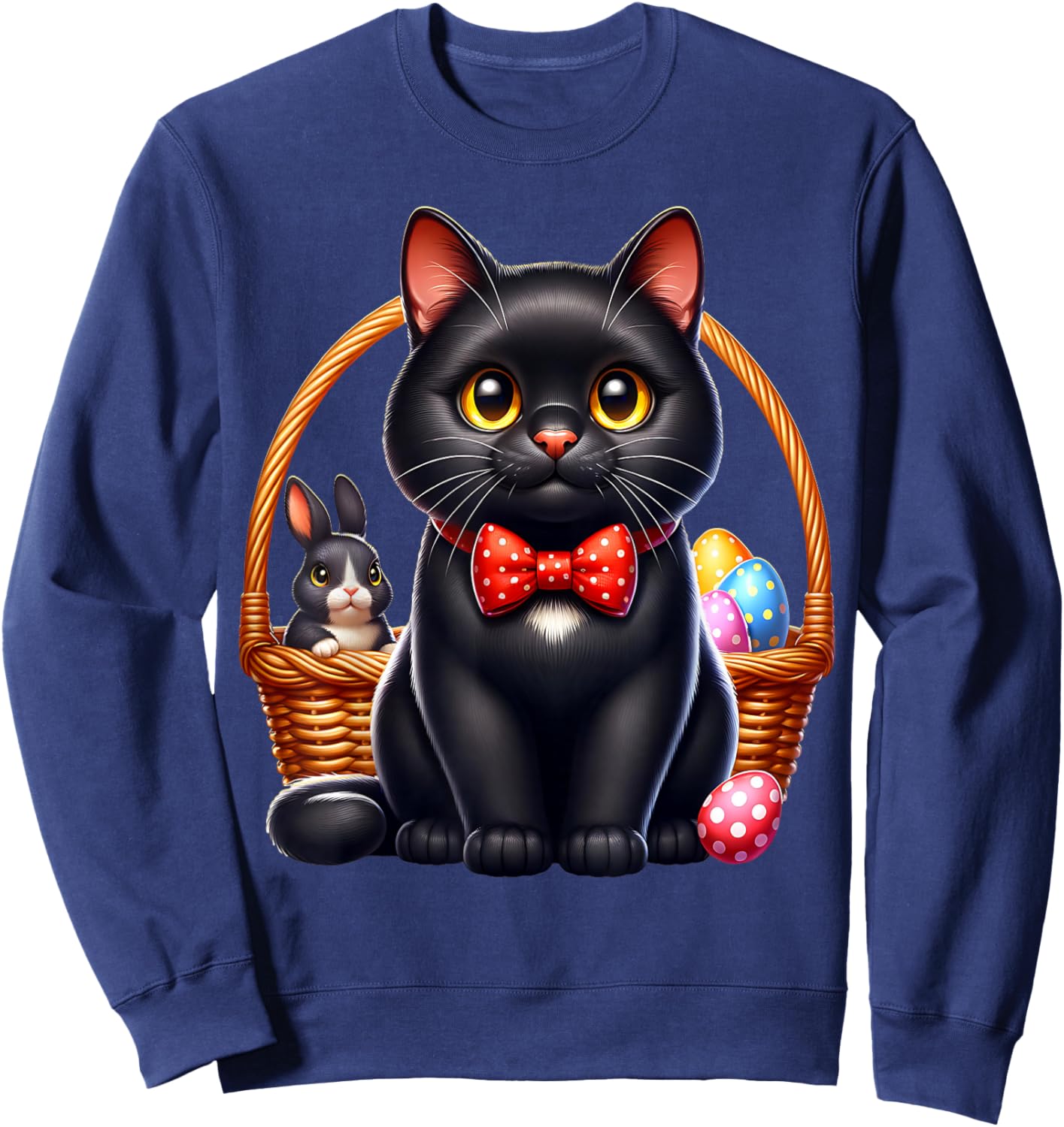 Black Cat Osterfest Schwarze Katze Ostern Sweatshirt - Sweatshirt | Navy