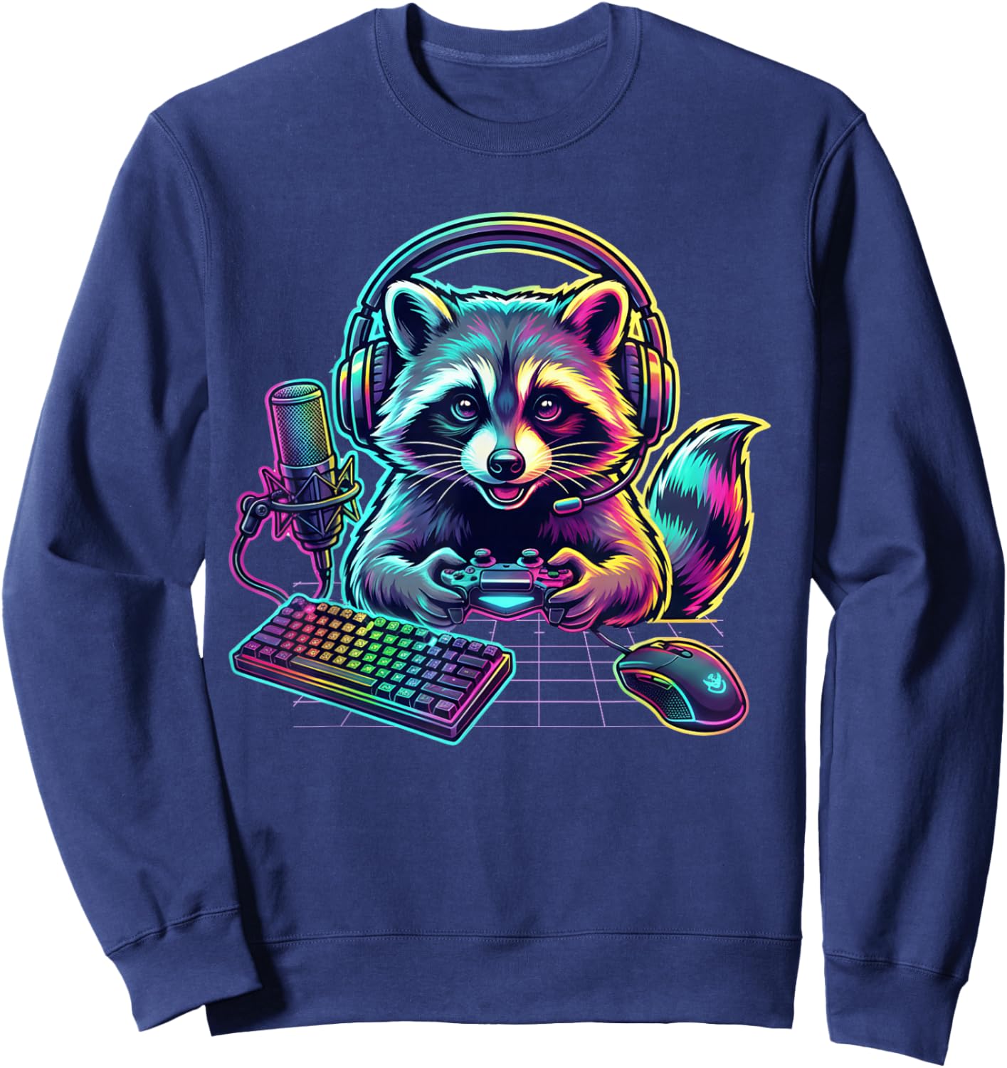 Funny Raccoon Gamer Video Game Lover Sweatshirt - Sweatshirt | Navy