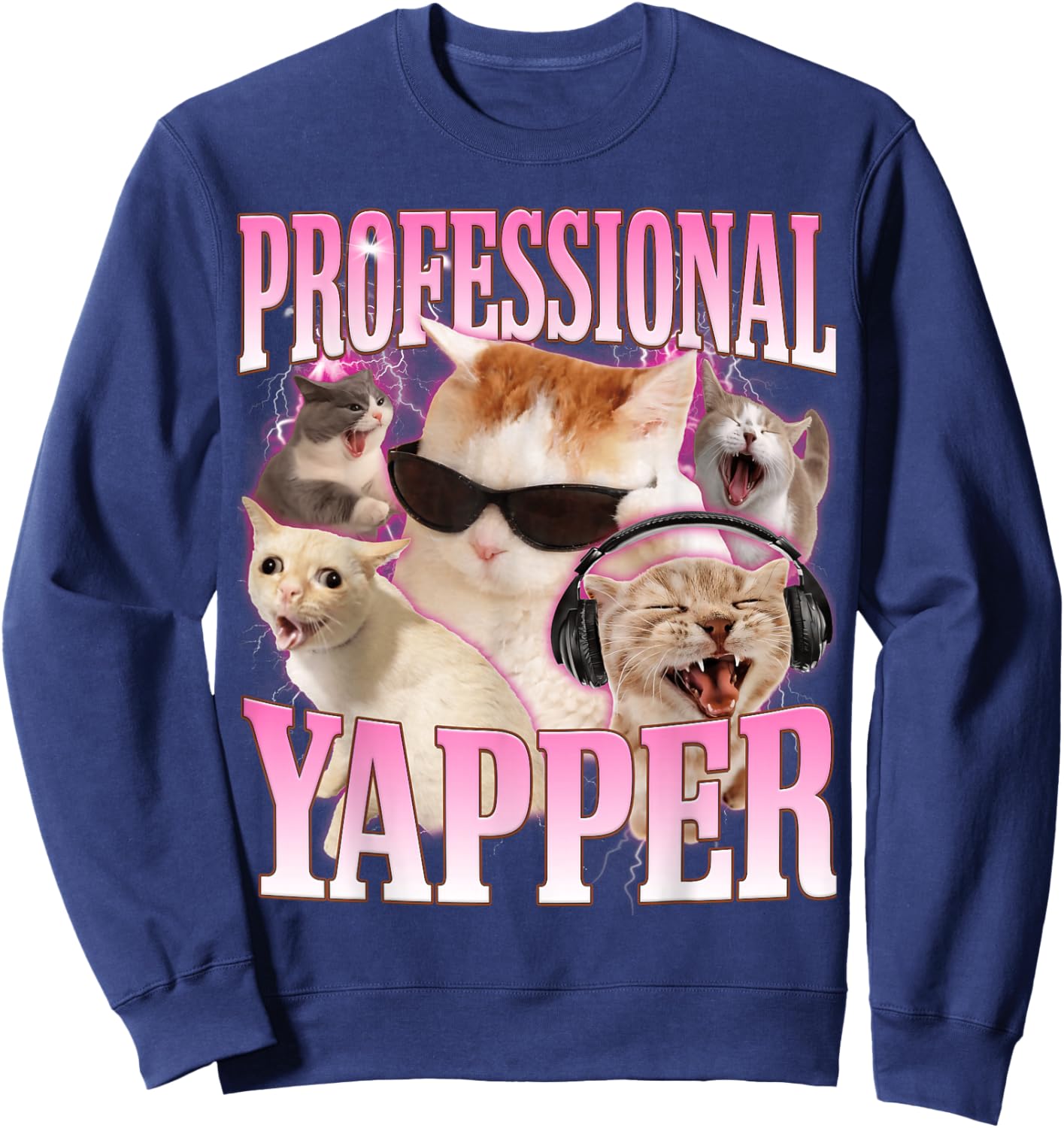 Professional Yapper Cat Funny Oddly Specific Dank Meme Sweatshirt - Sweatshirt | Navy