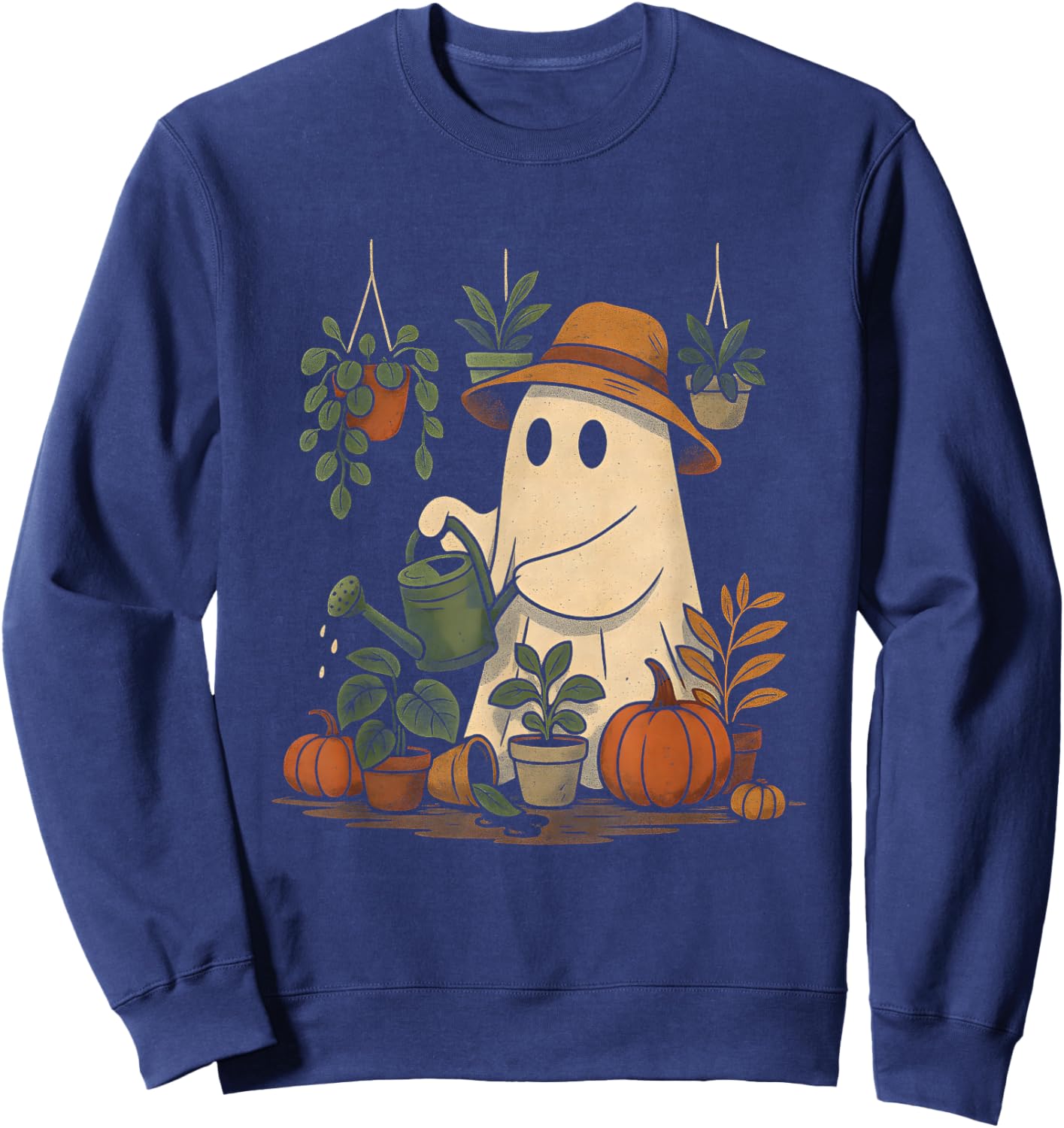 Funny Plant Ghost | Spooky Gardener Halloween Sweatshirt - Sweatshirt | Navy