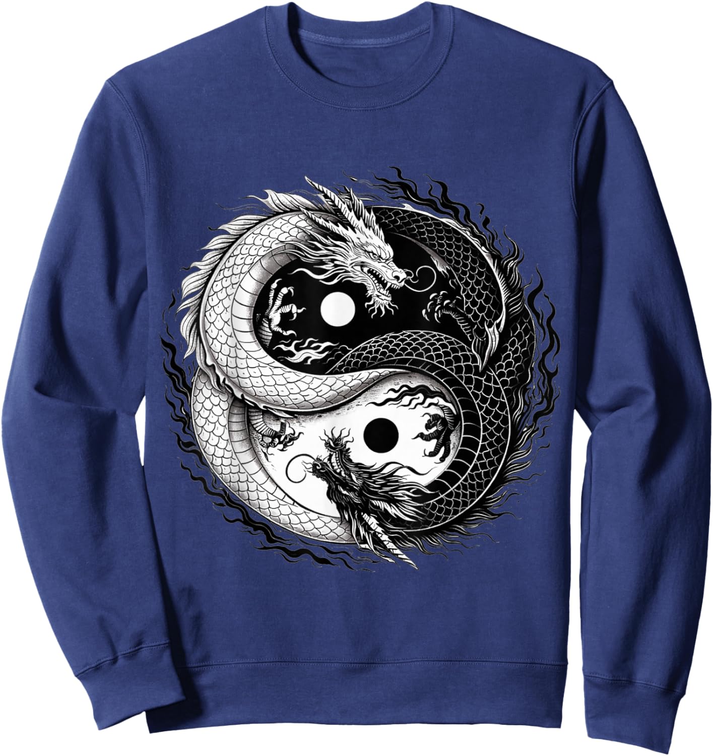 Yin and Yang Chinese Dragon Vintage Dragon Japanese Sweatshirt - Sweatshirt | Navy