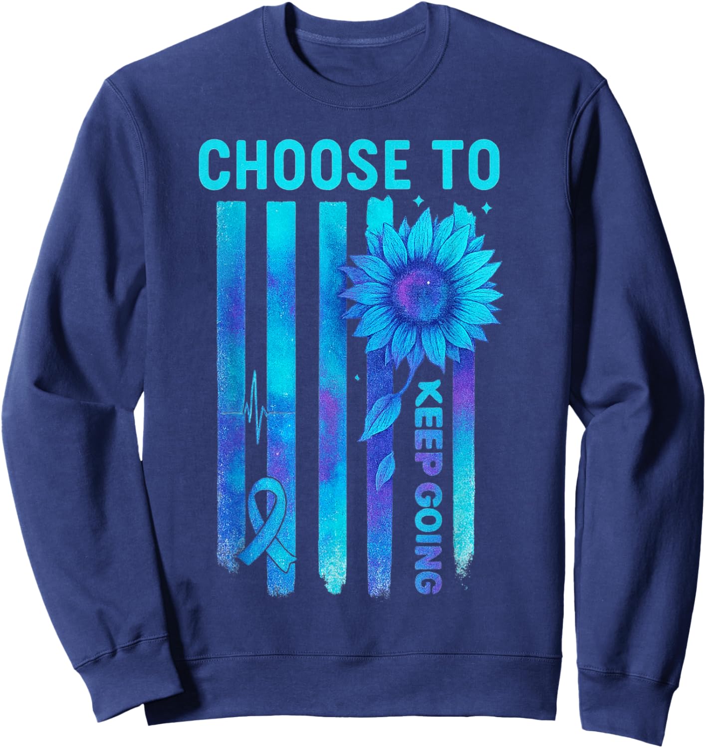 Choose to Keep Going US Flag Suicide Awareness Quote Sweatshirt - Sweatshirt | Navy