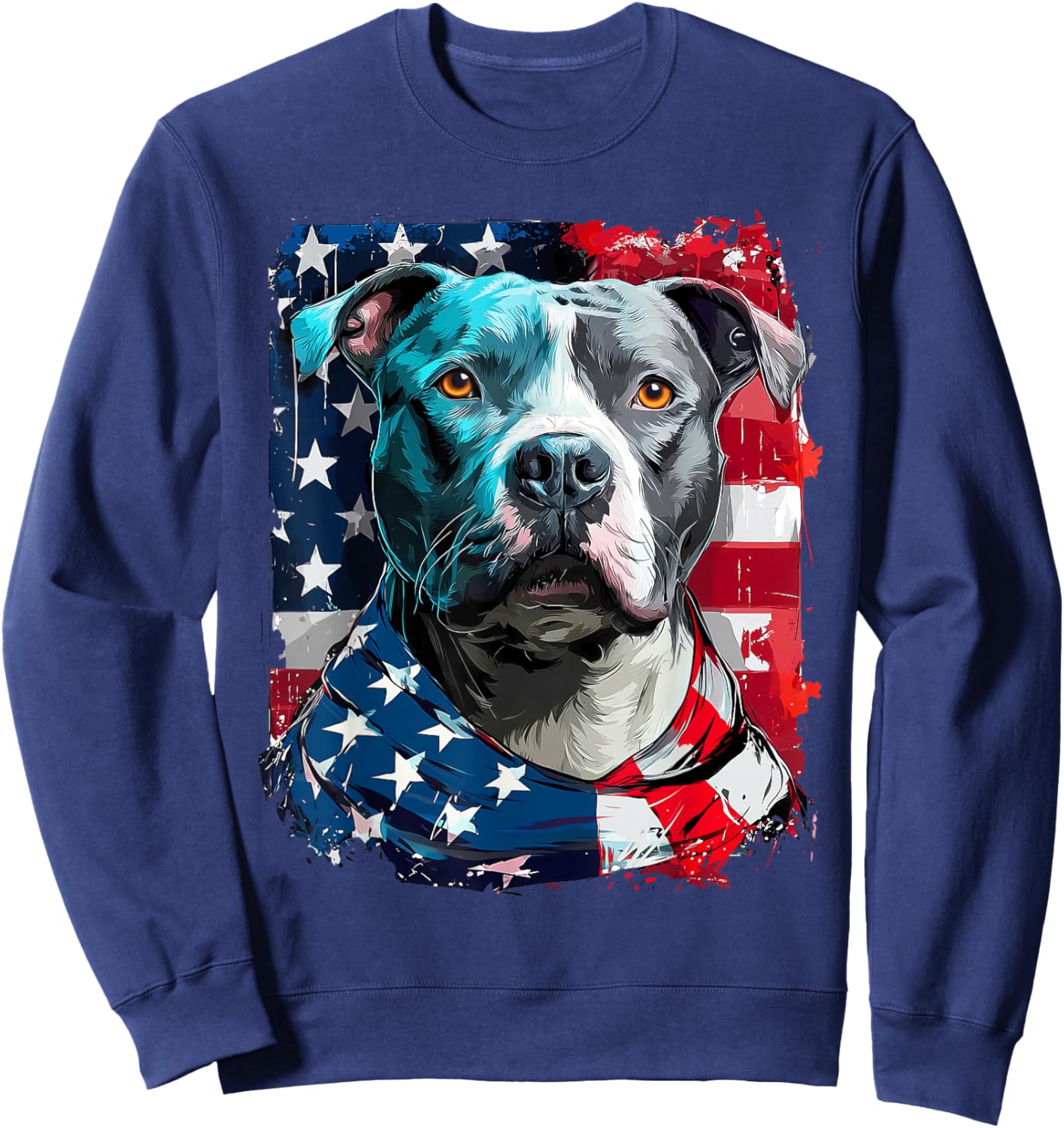 American Pitbull Terrier USA Flag Patriotic Pit Bull Dog Sweatshirt - Sweatshirt | Navy