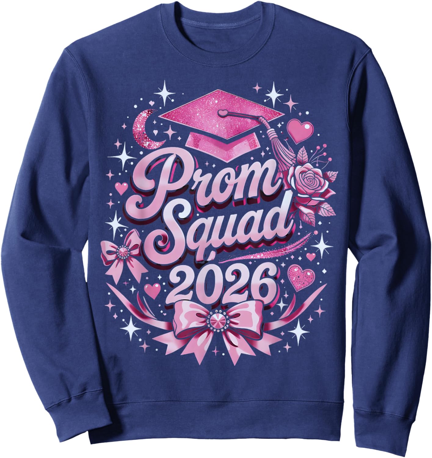 Prom Squad 2026 Class Coquette Bow Graduation Party Matching Sweatshirt - Sweatshirt | Navy