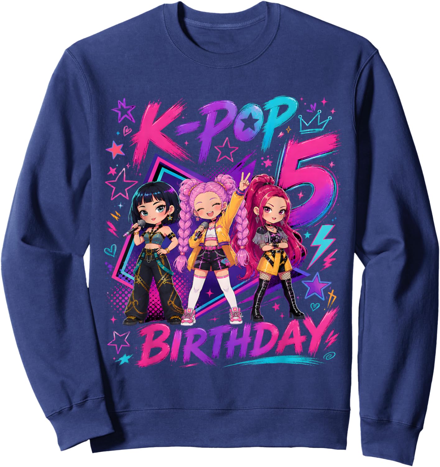 Kids It's My 5th K Pop Birthday Girl 5 Year Old K-Pop Bday Sweatshirt - Sweatshirt | Navy