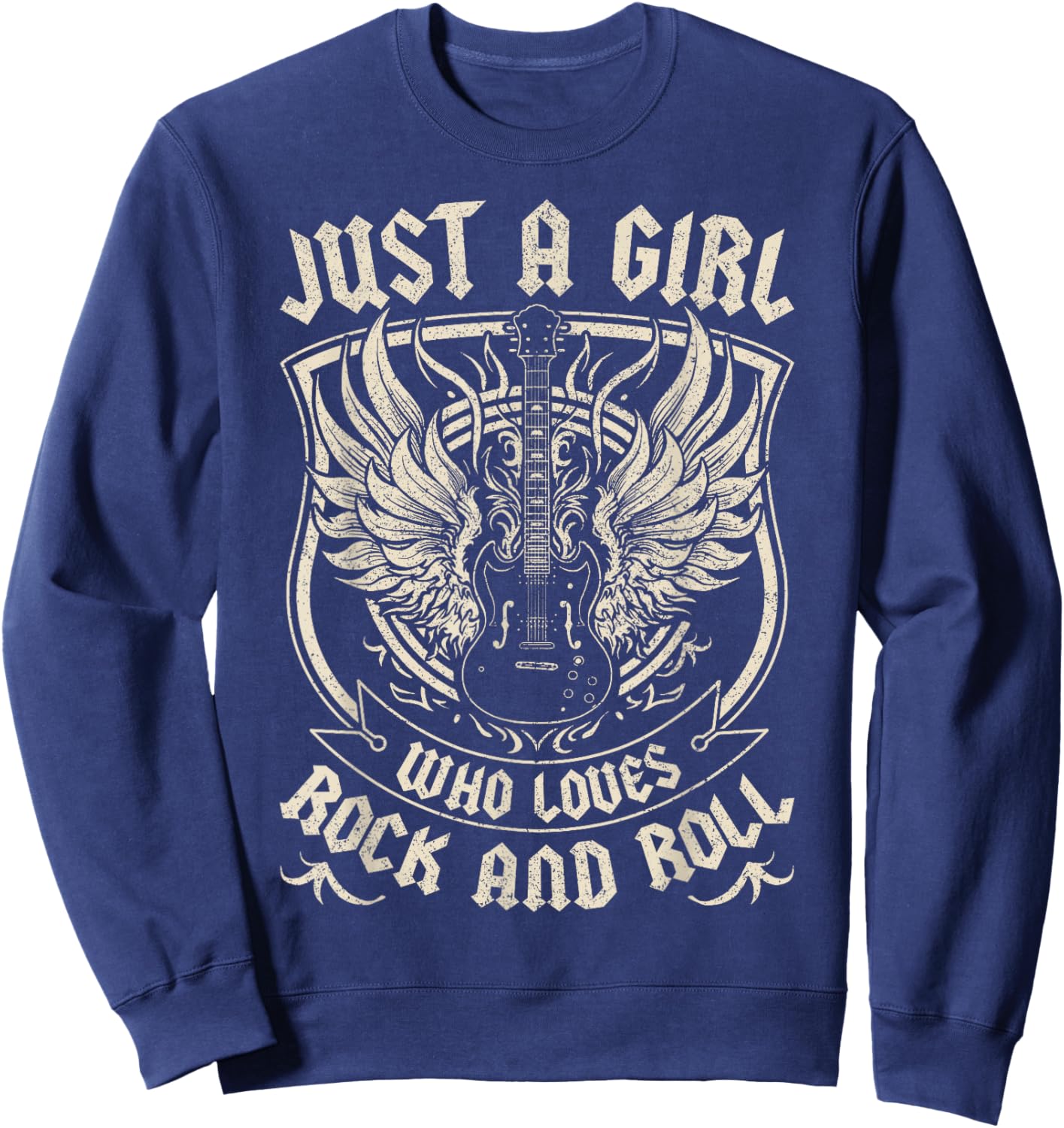Rock Band Rock Concert Just A Girl Who Loves Rock and Roll Sweatshirt - Sweatshirt | Navy