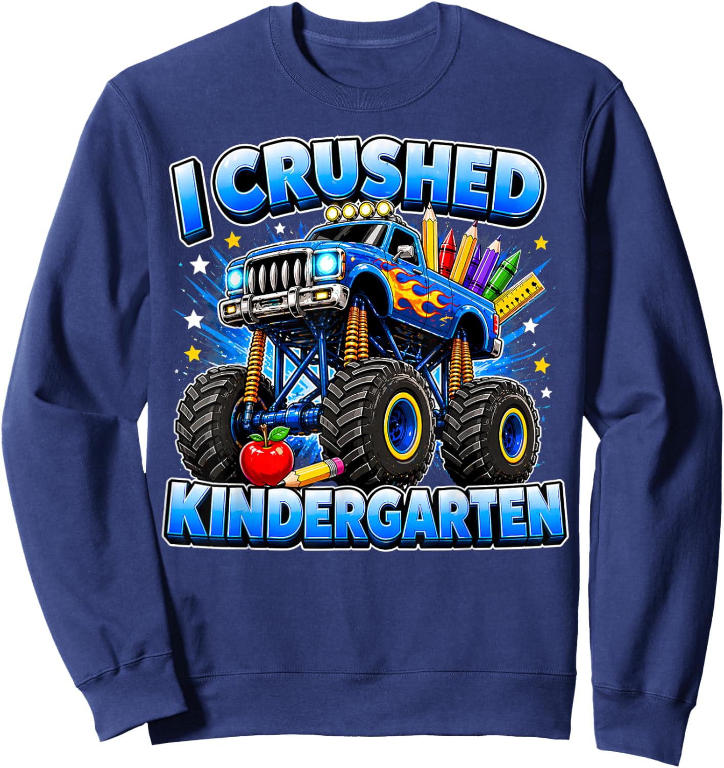 I Crushed Kindergarten Monster Truck Graduation Grad Boys Sweatshirt - Sweatshirt | Navy